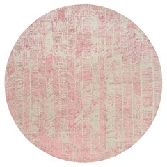 Tappeto rotondo rosa 10
x10
, lana e seta artistica jacquard tessuta a mano