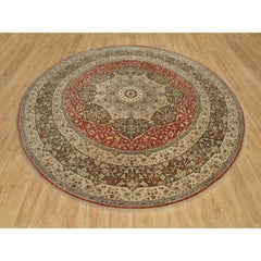10'x10' Rufous Red Hand Knotted Tebraz Antique Wool Runner Oriental Rug