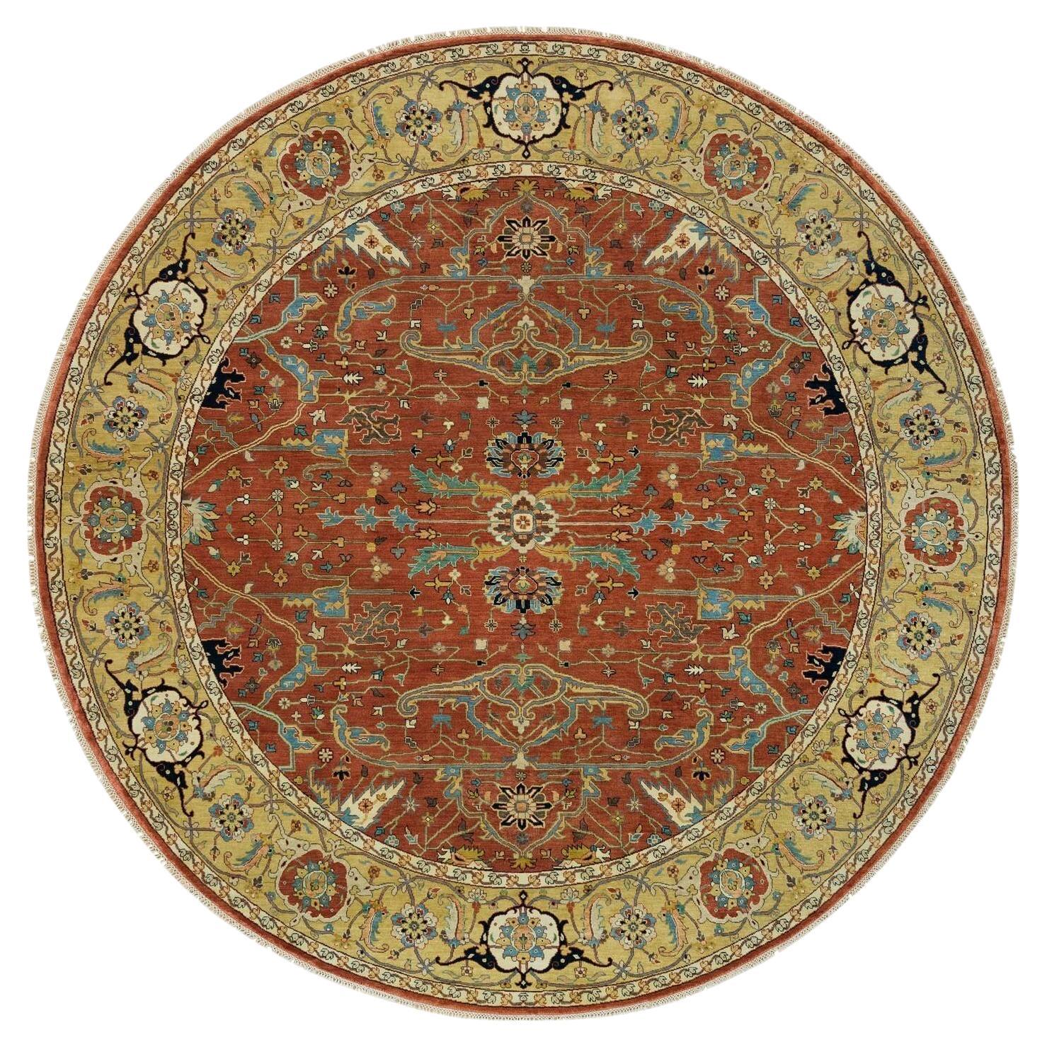 10
x10
 Rust Red Fine Heris Re-Creation Wool Hand Knots Rugs Oriental Rond en vente