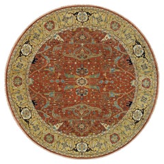 10
x10
 Rust Red Fine Heris Re-Creation Wool Hand Knotted Round Oriental Rugs