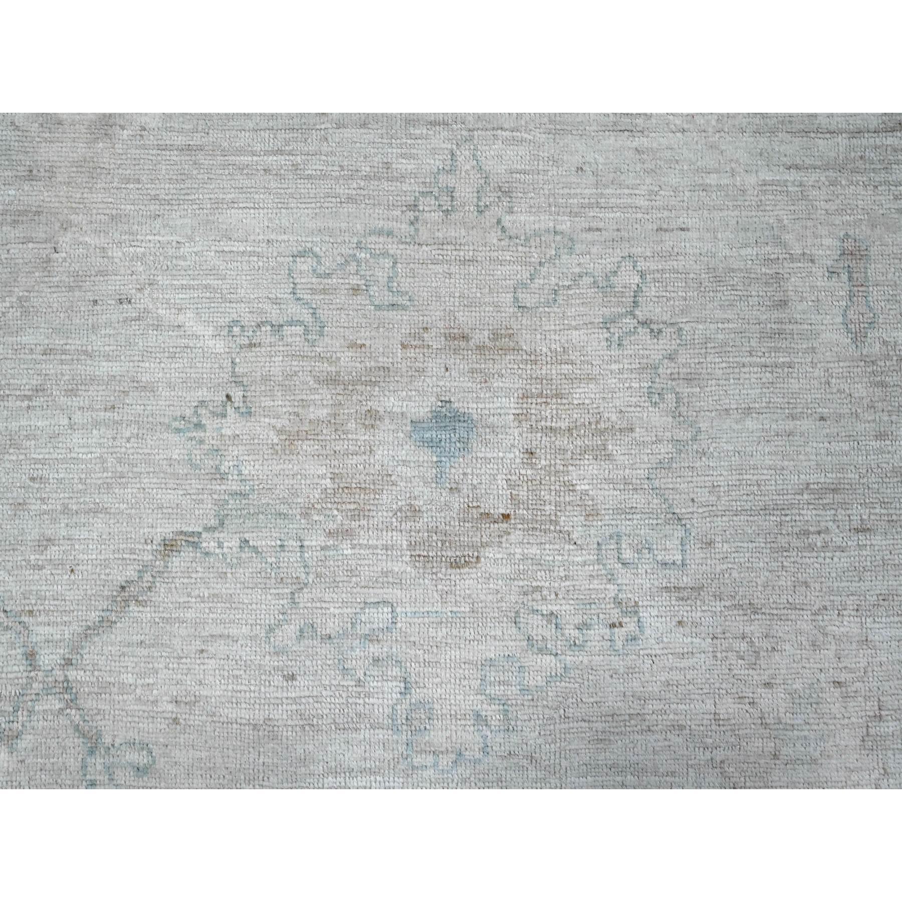 10'x10' Silver Gray Afghan Angora Oushak Village Pattern Square Oriental Rug For Sale 2