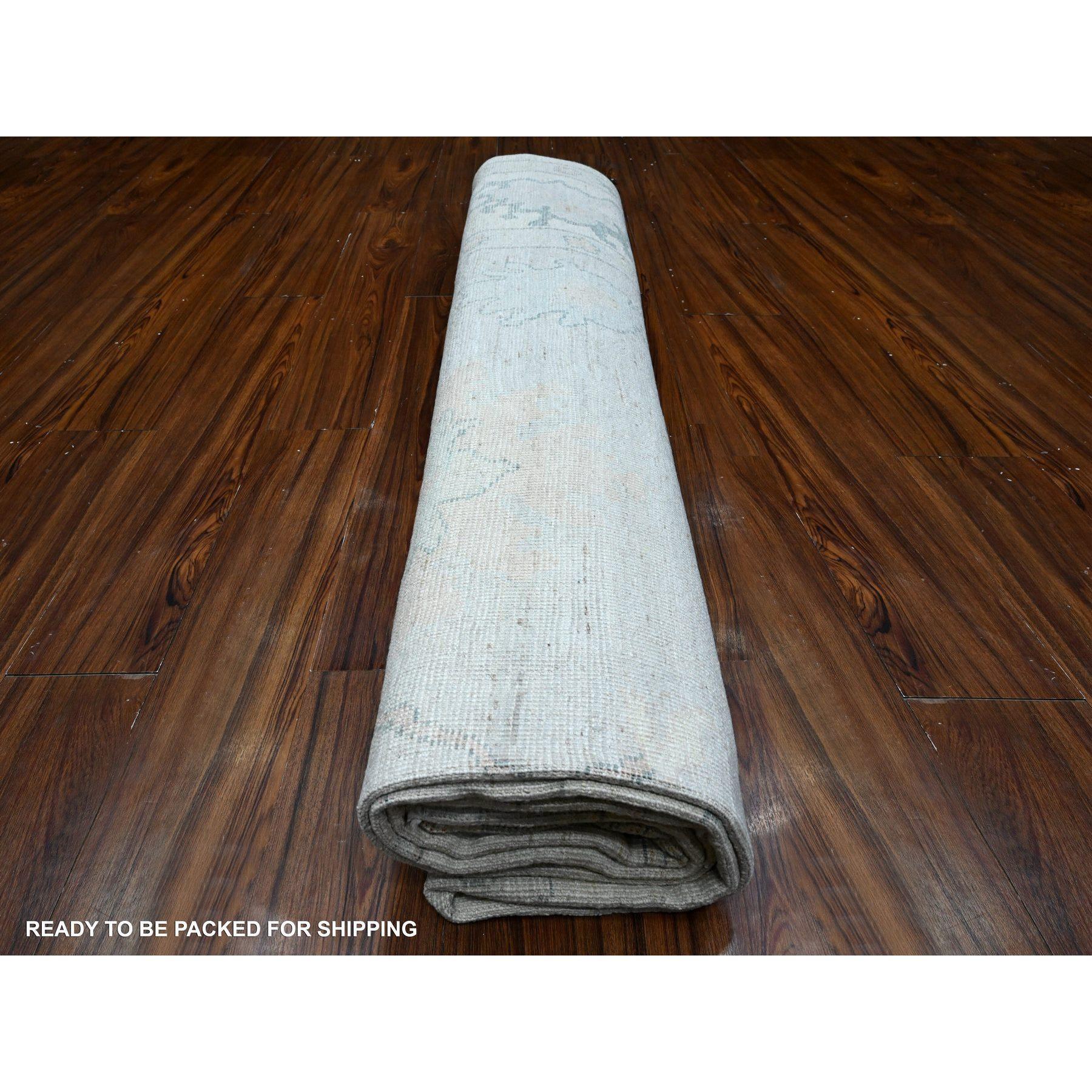 10'x10' Silver Gray Afghan Angora Oushak Village Pattern Square Oriental Rug For Sale 3