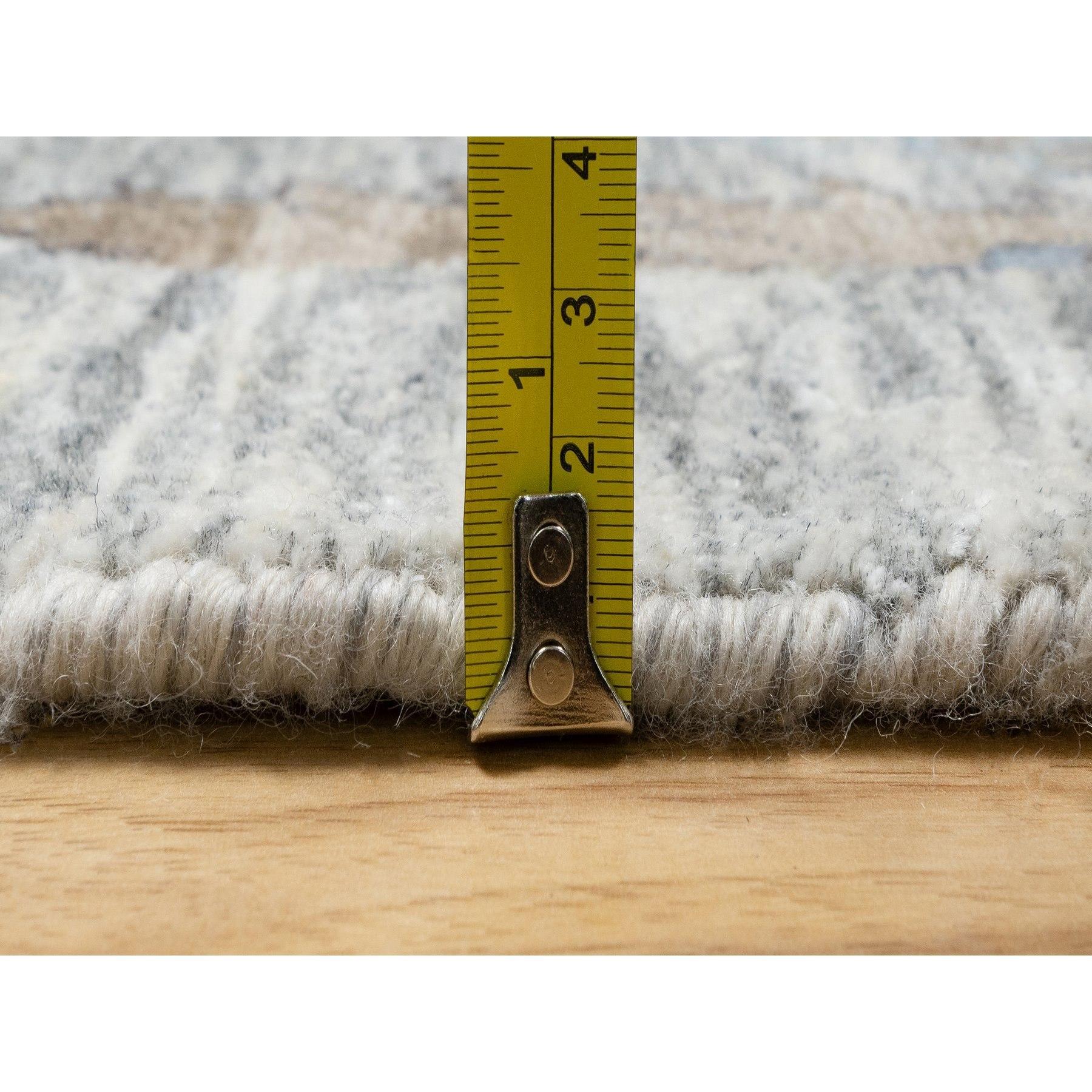 10'x10' Tahira Weiß Handgeknüpft Seide und Wolle Sichelblatt Runde Orientteppich im Angebot 5