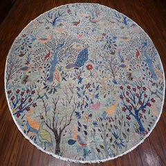 10'x10' Tempered Gray Afghan Peshawar Wool Hand Knotted Round Oriental Rug