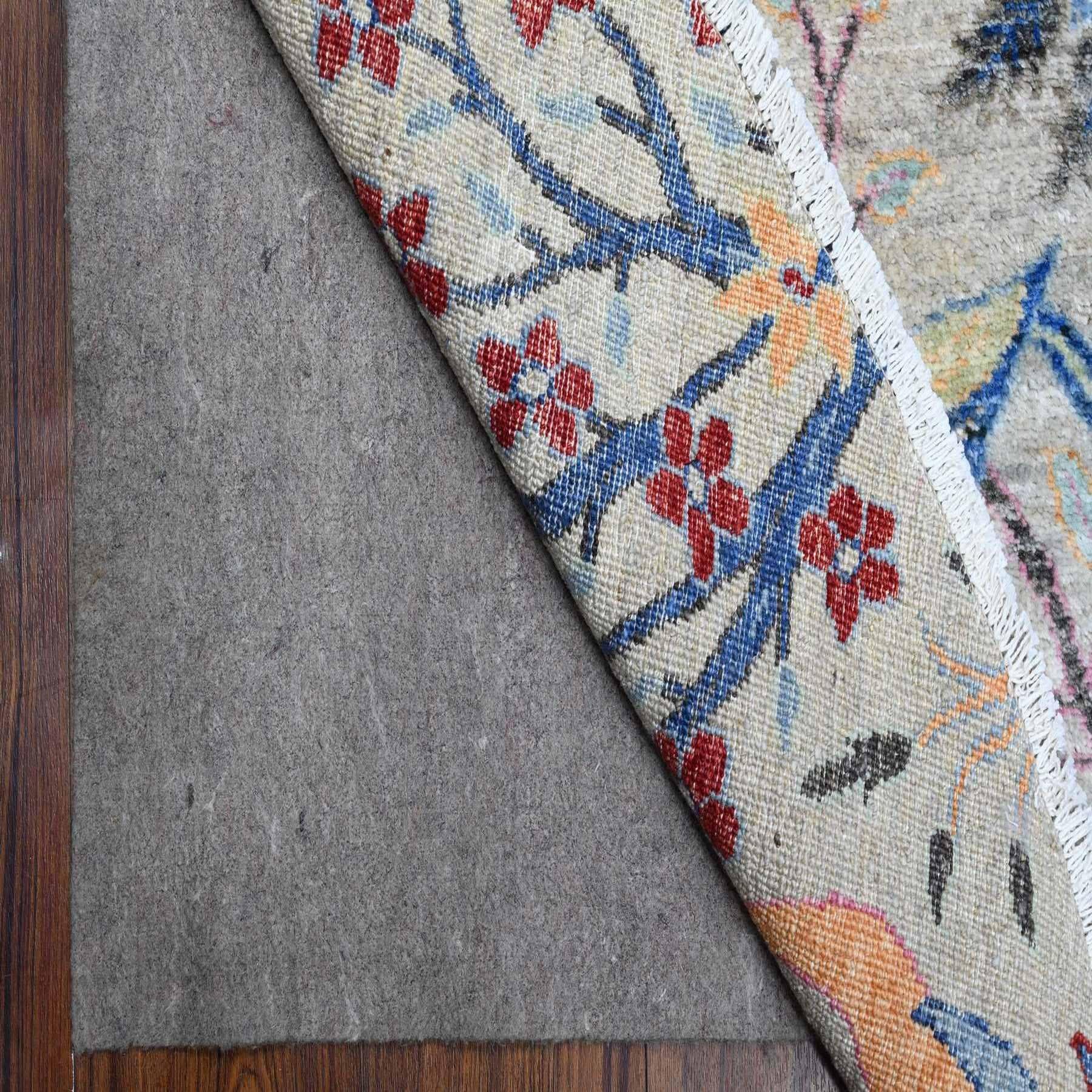 Annodato a mano 10'x10' Temperato Grigio Afgano Peshawar Lana Annodato a Mano Tappeto Orientale Rotondo in vendita