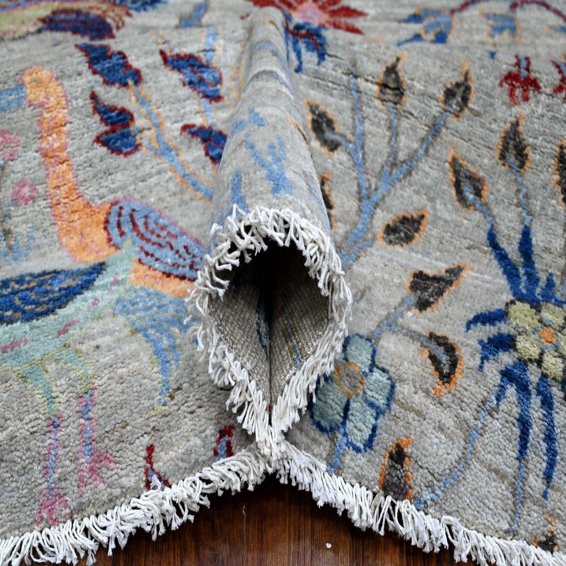 10'x10' Temperato Grigio Afgano Peshawar Lana Annodato a Mano Tappeto Orientale Rotondo In condizioni Nuovo in vendita a Carlstadt, NJ