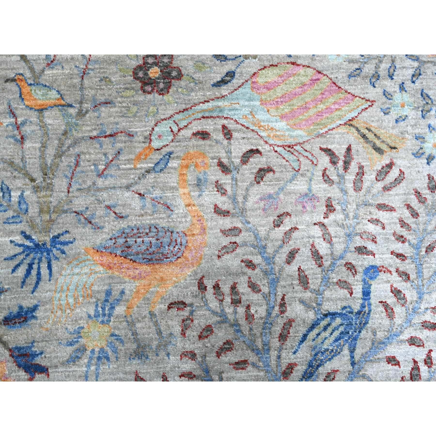 10'x10' Temperato Grigio Afgano Peshawar Lana Annodato a Mano Tappeto Orientale Rotondo in vendita 2