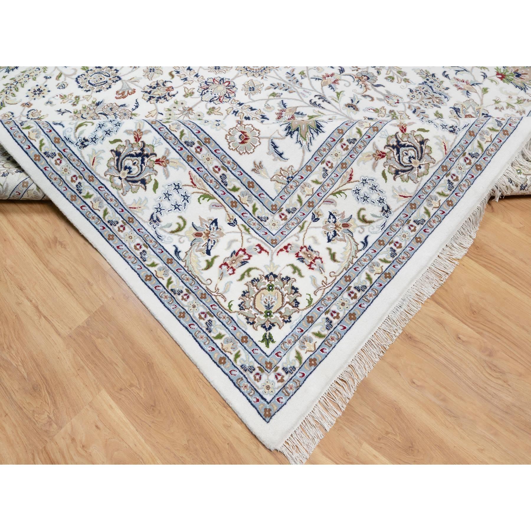 10'x10' Weißer, handgeknüpfter, quadratischer Teppich aus Wolle und Seide, 250 KPSI, Nain Design, Nain Design im Zustand „Neu“ im Angebot in Carlstadt, NJ