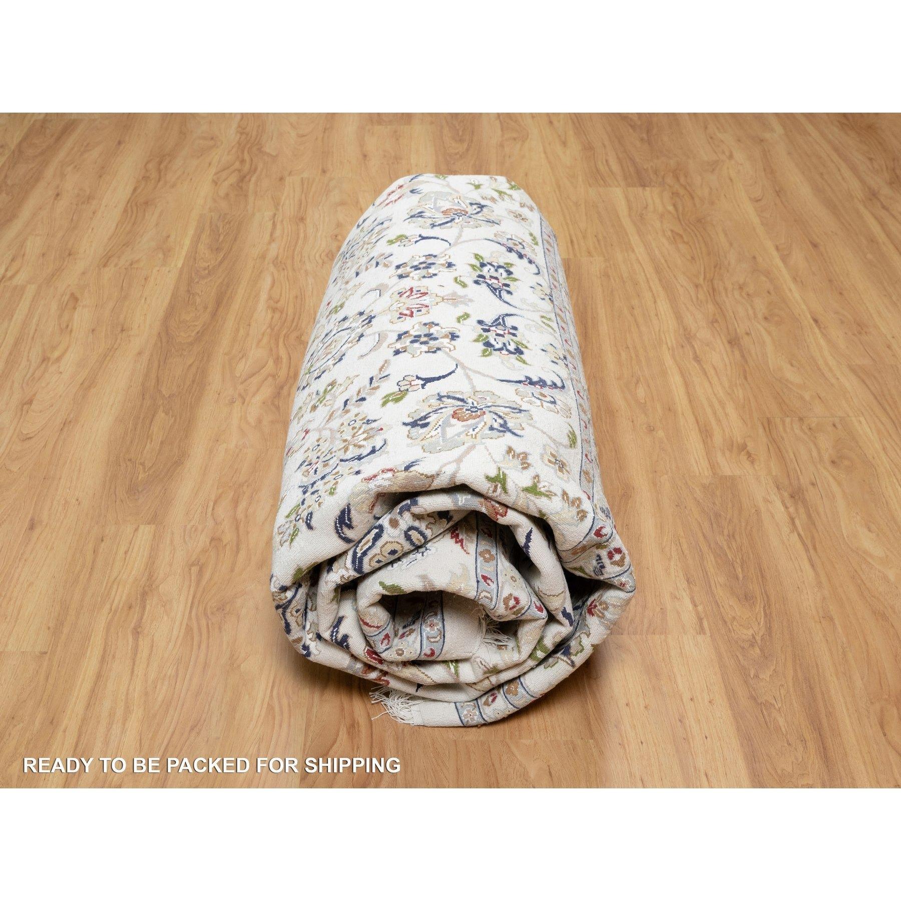 10'x10' Weißer, handgeknüpfter, quadratischer Teppich aus Wolle und Seide, 250 KPSI, Nain Design, Nain Design im Angebot 2