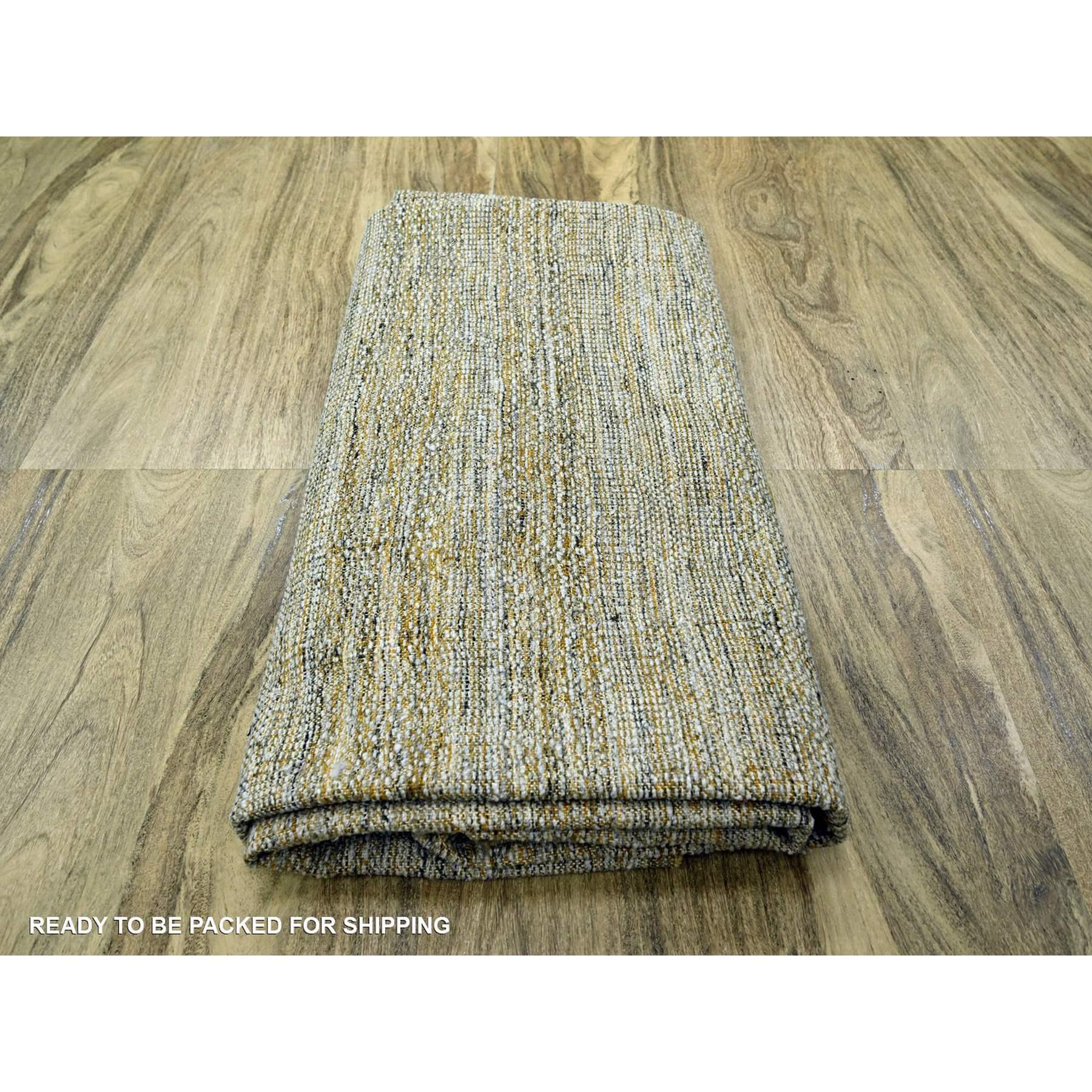 10'x10' Tappeto orientale rotondo giallo in pura lana ossidata con disegno di erba annodato a mano in vendita 2