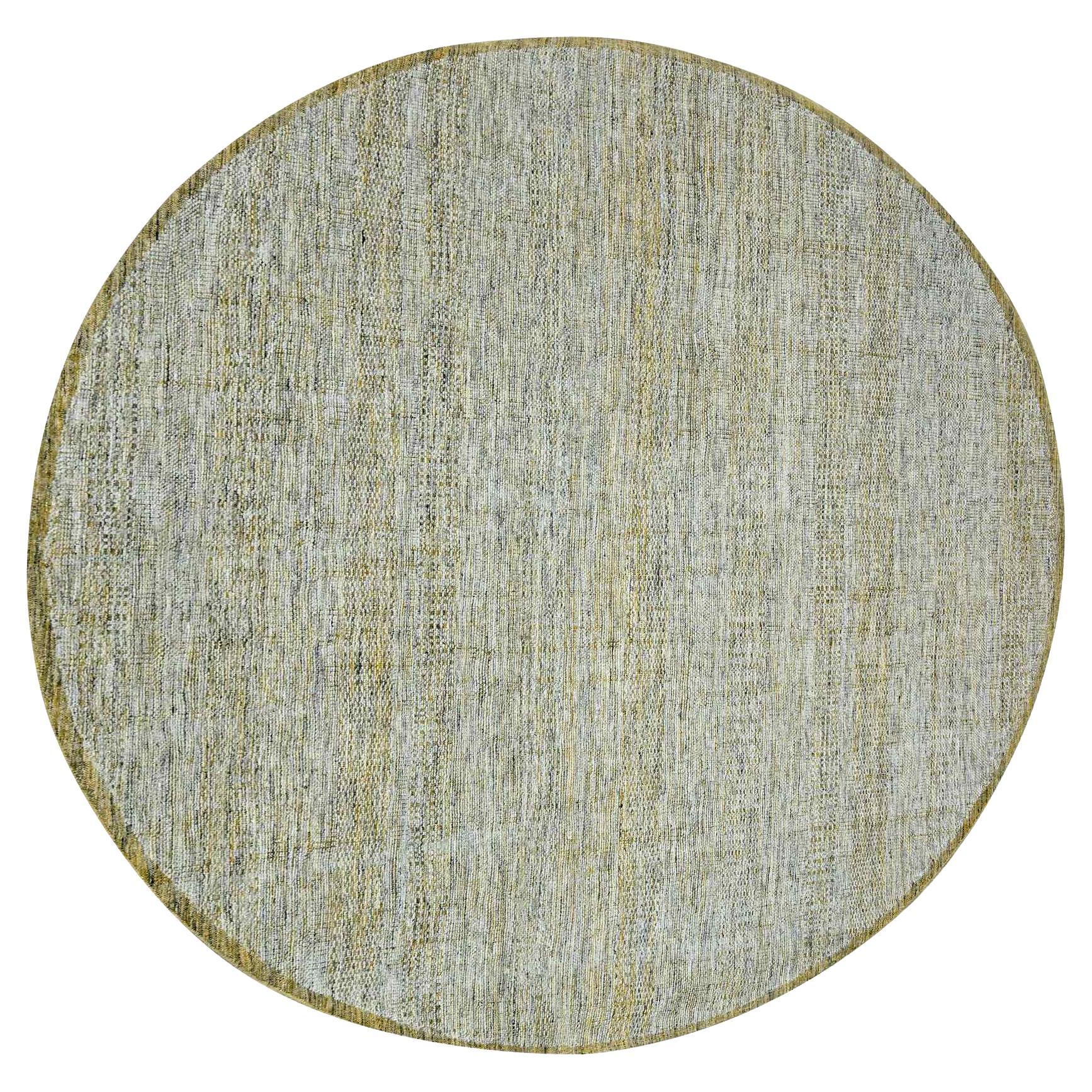 10
x10
 Tappeto orientale rotondo giallo in pura lana ossidata con disegno di erba annodato a mano