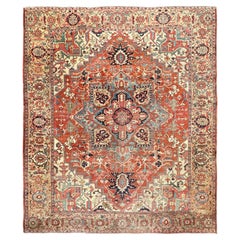 10X11 Antique Persian Serapi Heriz Rug High Quality 310cmx345cm Circa 1880