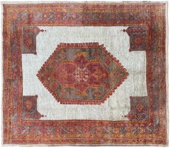 10x11 Antique Turkish Oushak Angora Fine Ivory 295cm x 328cm C.1880
