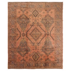 Tappeto Oushak turco in angora, antico, autentico e di alta qualità, 10x11, 297 cm x 345 cm, 1900 circa