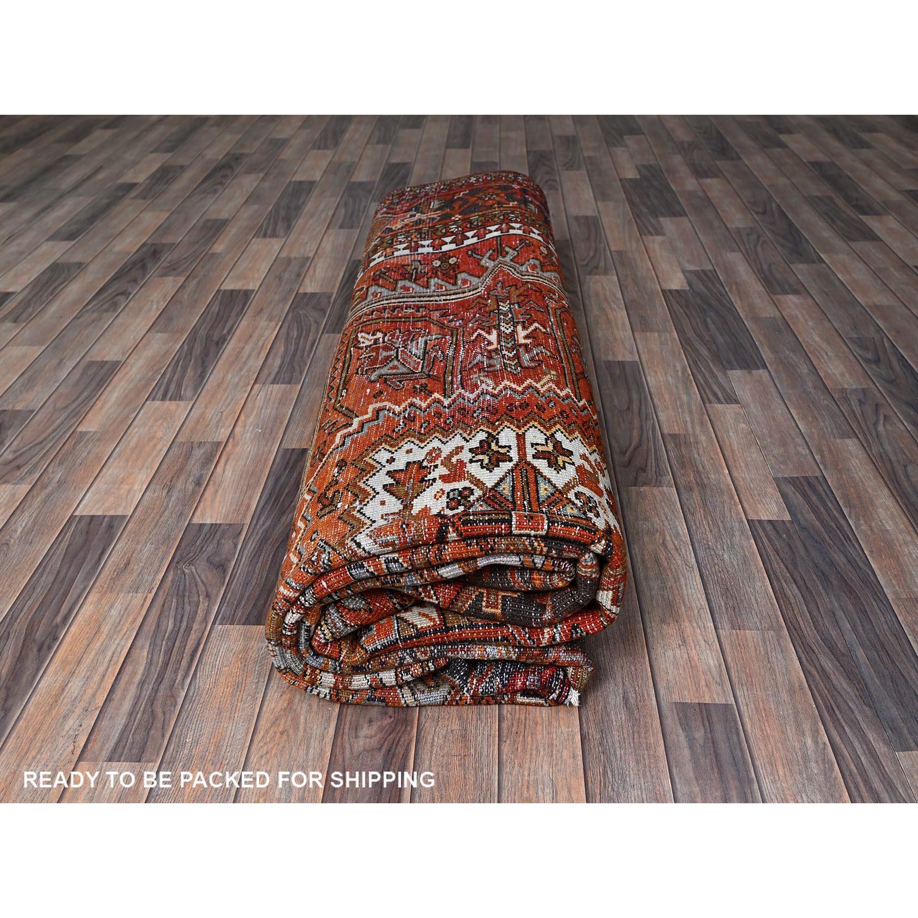10'x12' Burnt Orange Vintage Persian Heriz Hand Knotted Pure Wool Oriental Rug For Sale 4