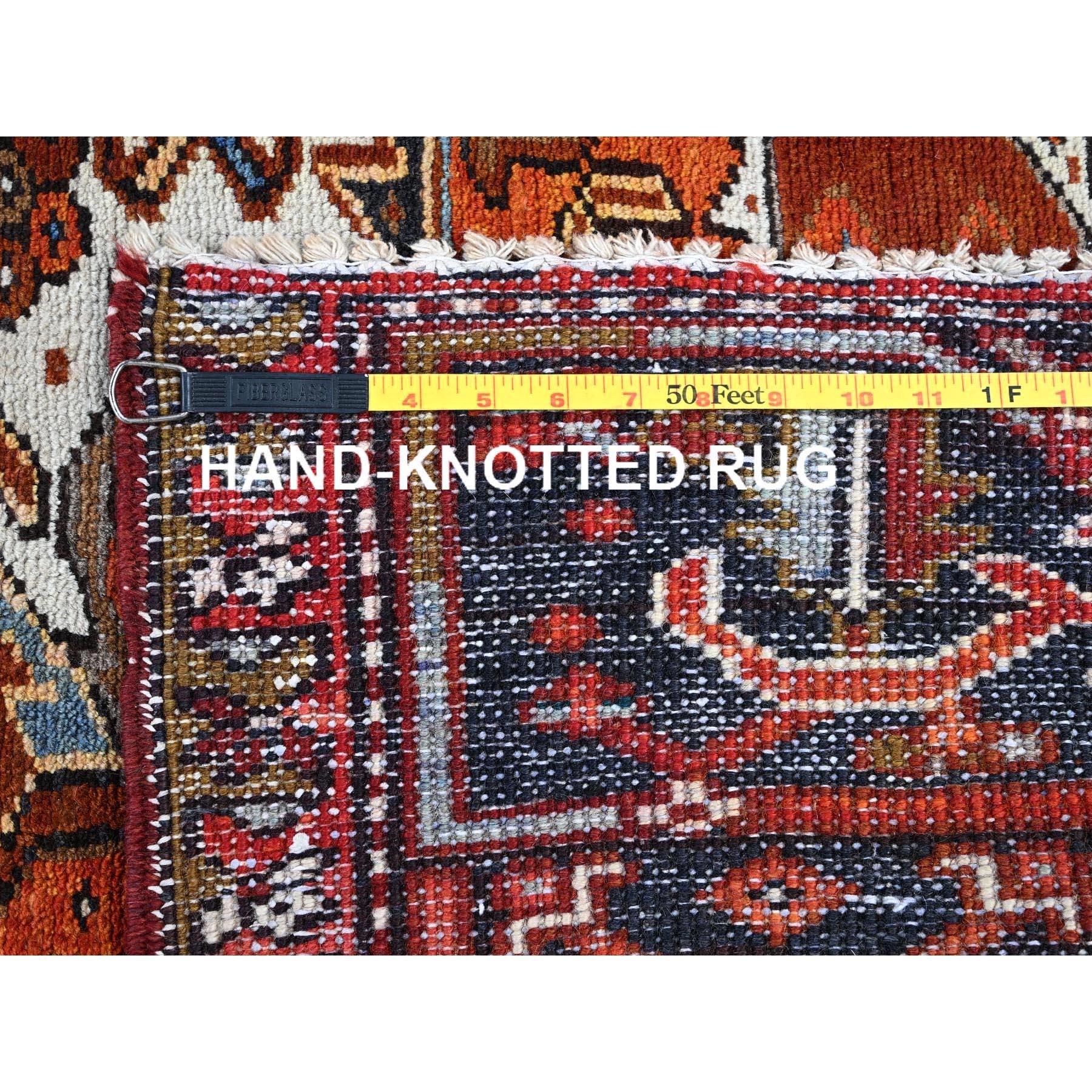 10'x12' Burnt Orange Vintage Persian Heriz Hand Knotted Pure Wool Oriental Rug For Sale 6