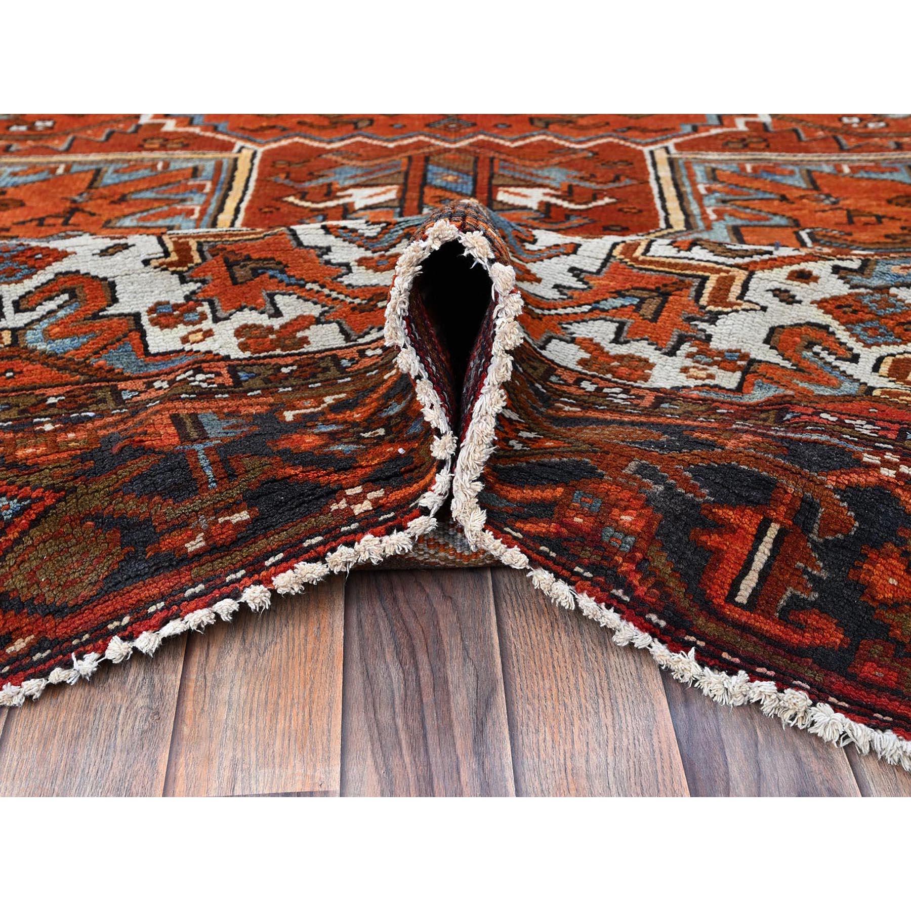 Mid-20th Century 10'x12' Burnt Orange Vintage Persian Heriz Hand Knotted Pure Wool Oriental Rug For Sale