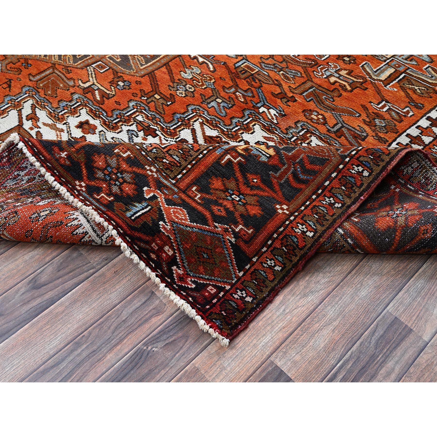 10'x12' Burnt Orange Vintage Persian Heriz Hand Knotted Pure Wool Oriental Rug For Sale 1