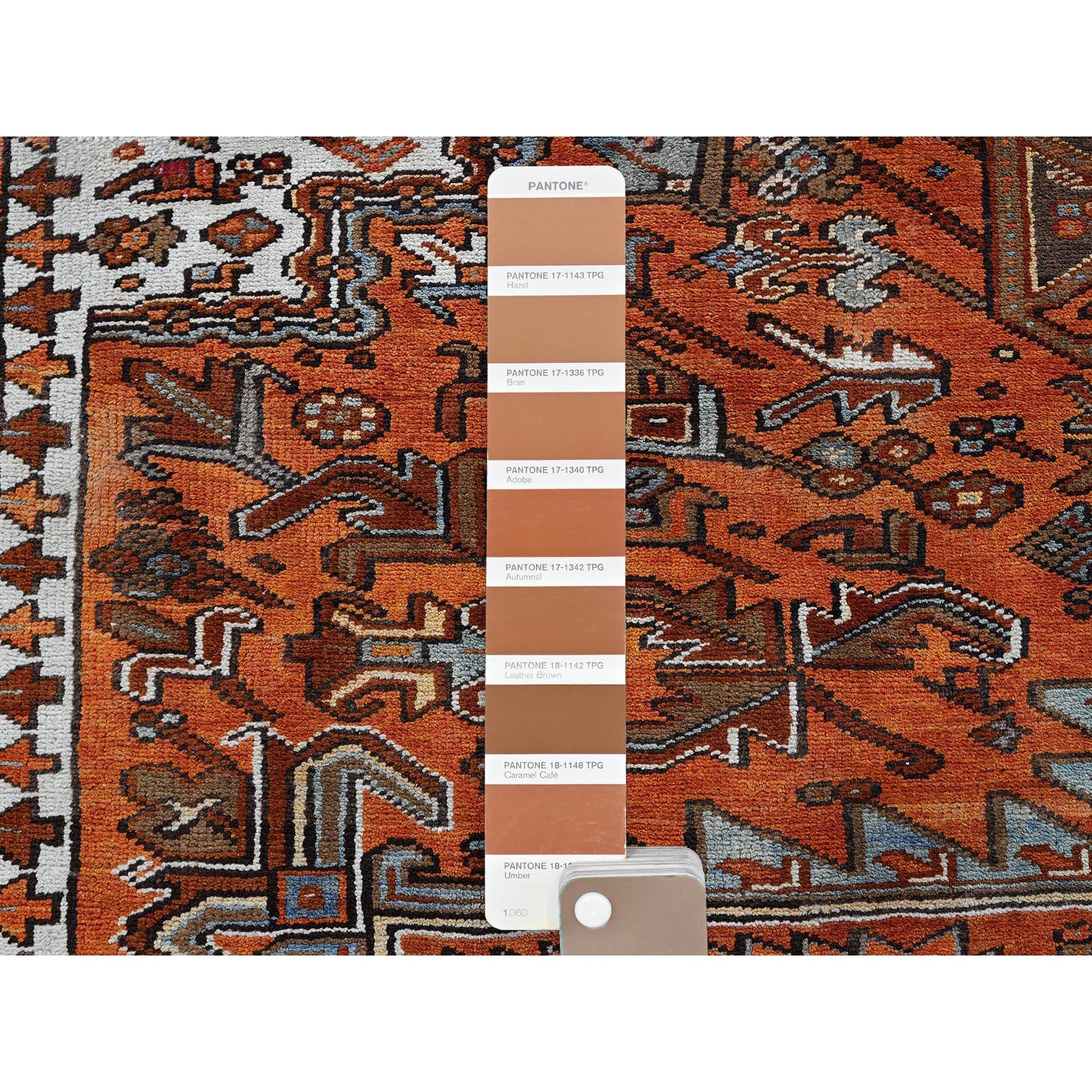 10'x12' Burnt Orange Vintage Persian Heriz Hand Knotted Pure Wool Oriental Rug For Sale 2