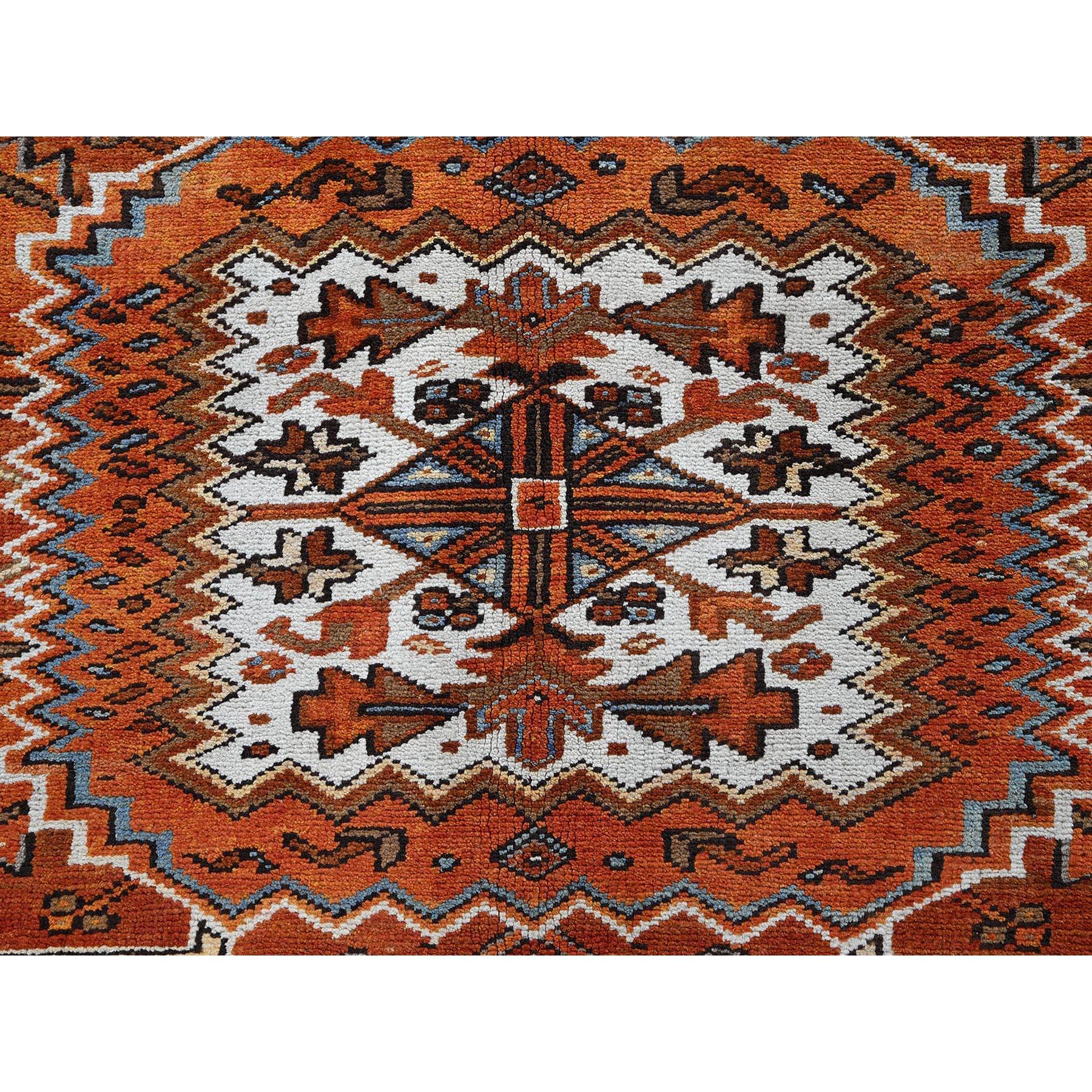10'x12' Burnt Orange Vintage Persian Heriz Hand Knotted Pure Wool Oriental Rug For Sale 3