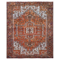 10'x12' Burnt Orange Vintage Persian Heriz Hand Knotted Pure Wool Oriental Rug