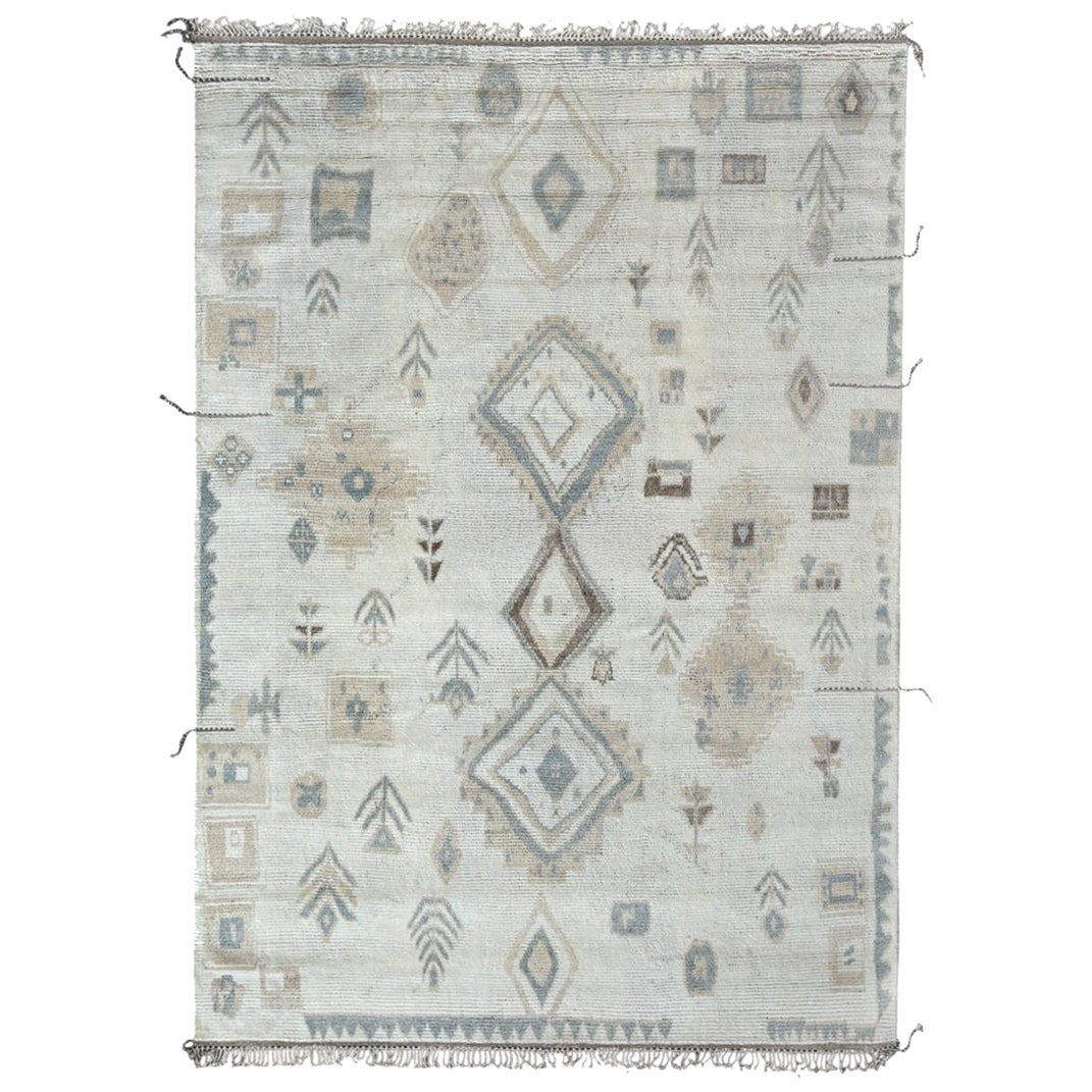10x12 Ft Hand-Knotted Moroccan Design Rug. 100% Wool. New Beni Ourain Carpet