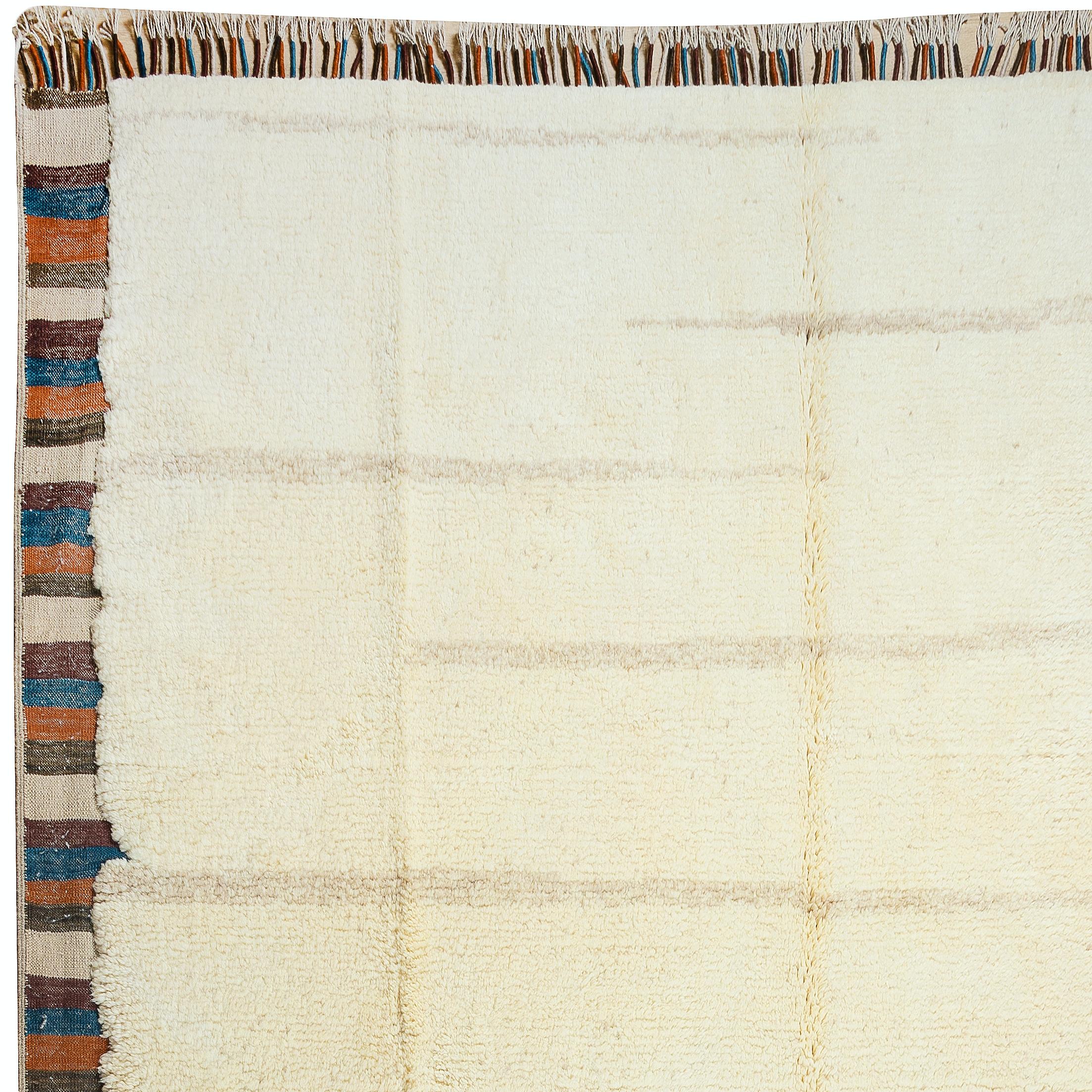 10x12 ft Handmade Turkish Wool Tulu Rug with Colorful Border, Custom Options Av. For Sale 1