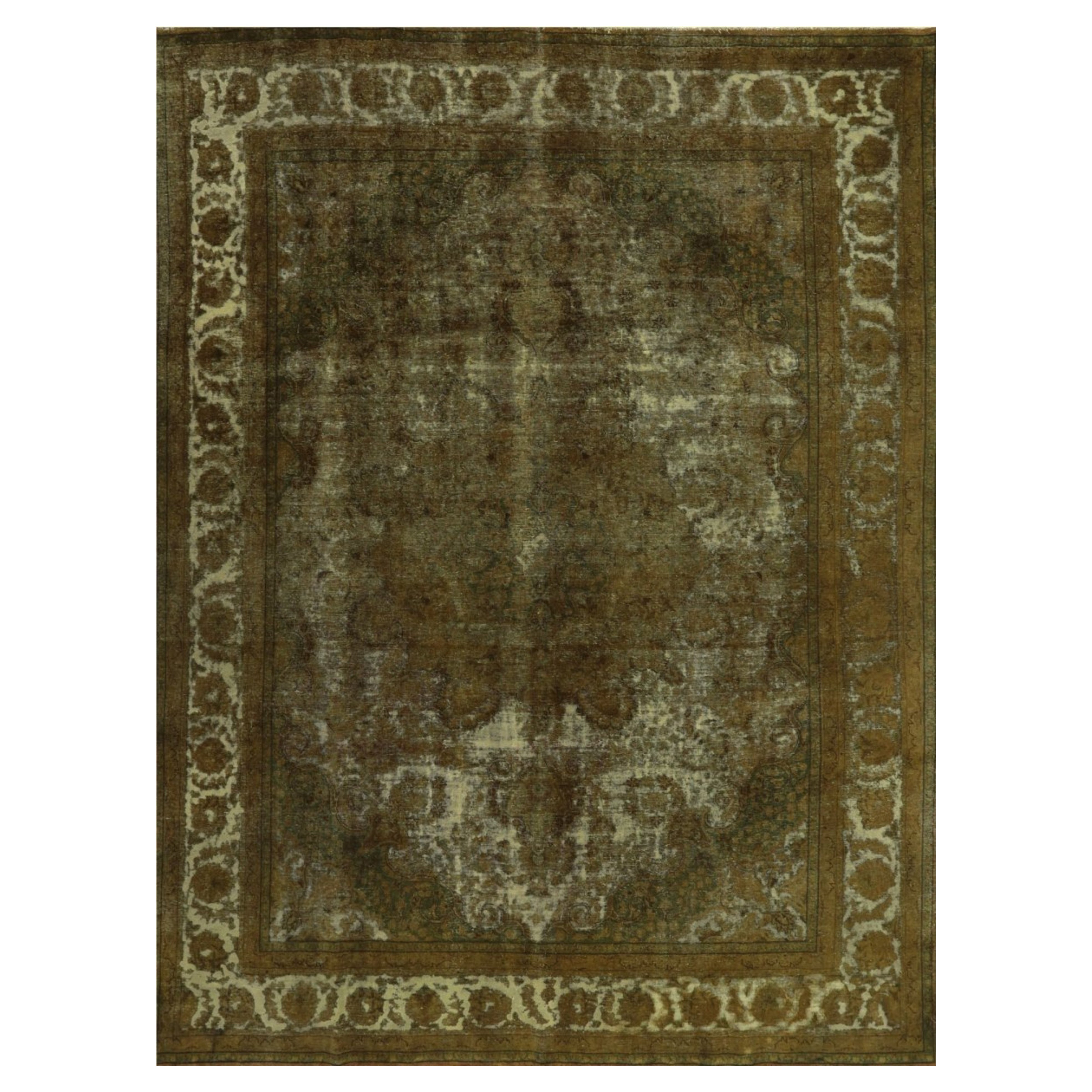 10x12 Handgeknüpfter Vintage Distressed Overdyed Vorleger