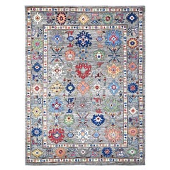 10'x12'10" Ice Gray Tapis d'Orient Angora Oushak à poils de laine et teintures végétales