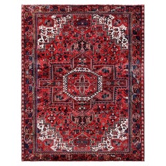 10'x12'10" Scarlet Red Vintage Persischer Heriz Handgeknüpfter Orientalischer Teppich aus 100 % Wolle, handgeknüpft