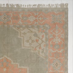 10x12.4 Ft Midcentury One-of-a-Kind Oushak Wool Rug in Soft Colors, Natural Dyes