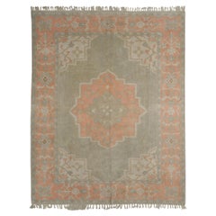 10x12.4 Ft Midcentury One-of-a-Kind Oushak Wool Rug in Soft Colors, Natural Dyes