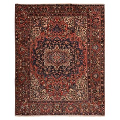 10'x12'4" Red Semi Antique Persian Bakhtiar Full Pile Hand Knotted Pure Wool Rug