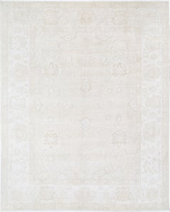 10x12.5 ft Tappeto Oushak annodato a mano. Tappeto con design floreale beige. 100% Lana