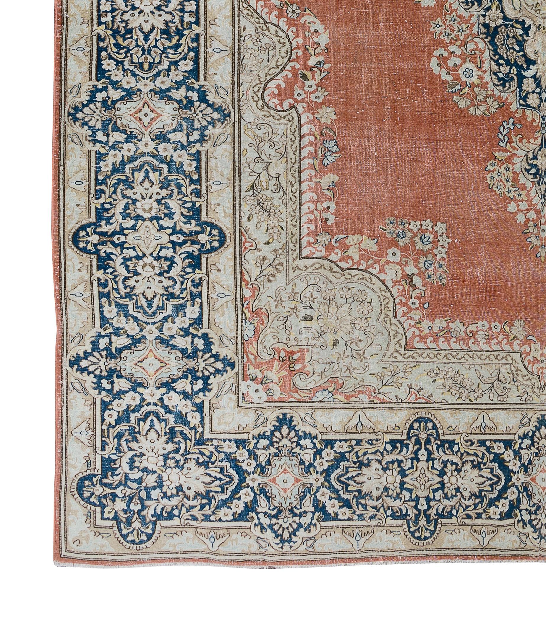 Hand-Woven 10x12.7 Ft Rare Size 1940s Turkish Rug. Fine Vintage Oriental Carpet For Sale