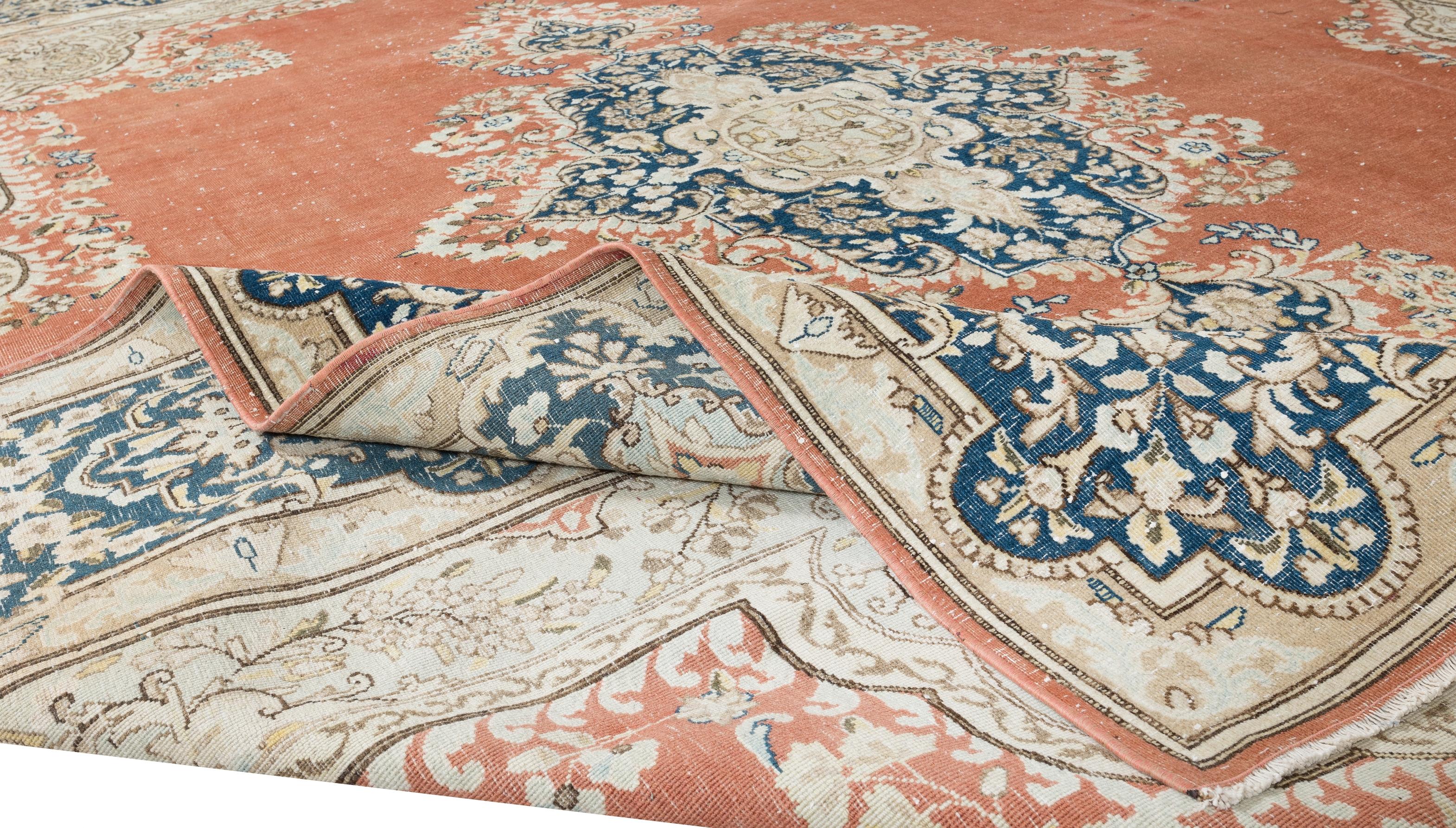 Mid-20th Century 10x12.7 Ft Rare Size 1940s Turkish Rug. Fine Vintage Oriental Carpet For Sale