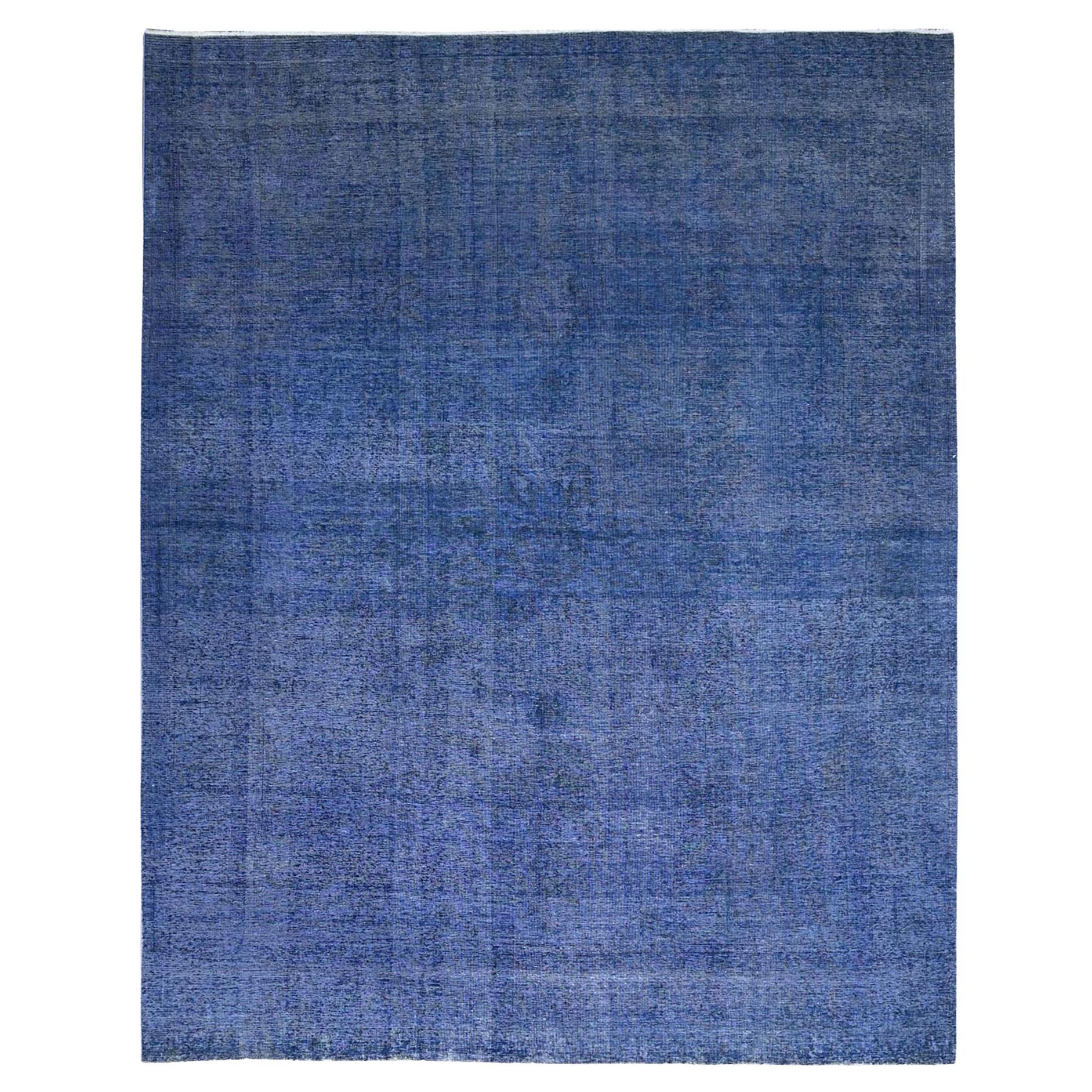 10'x12'7" Lyons Blue Hand Knotted Vintage Persian Tabriz Pure Wool Oriental Rug