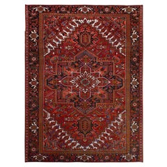 10'x12'9" Crimson Red Pure And Soft Wool Sheared Low Semi Antique Oriental Teppich