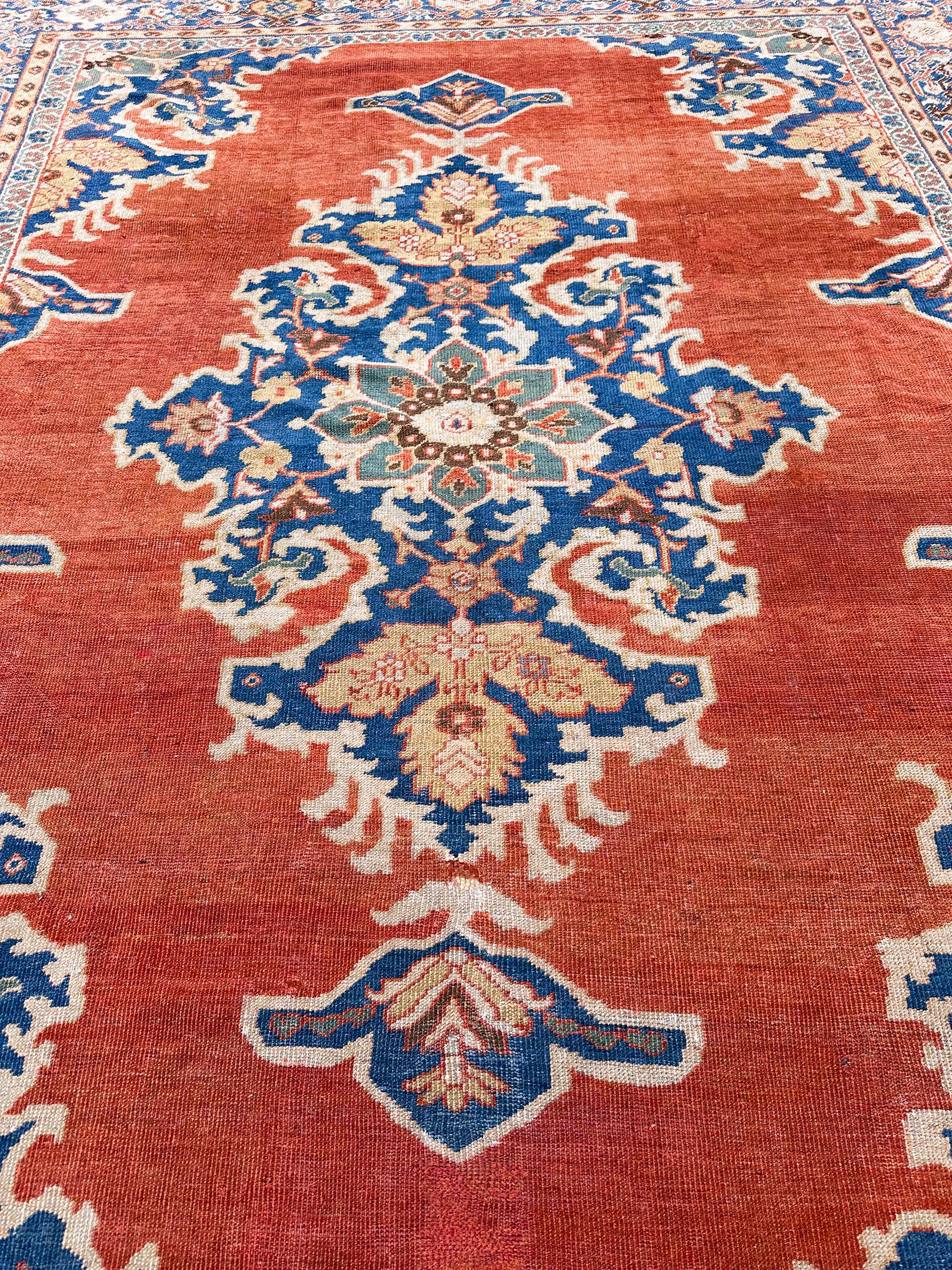 10x12Rarer antiker persischer Sultanabad Mahal Teppich 295cmx348cm Geometrischer Teppich im Zustand „Gut“ im Angebot in New York, NY