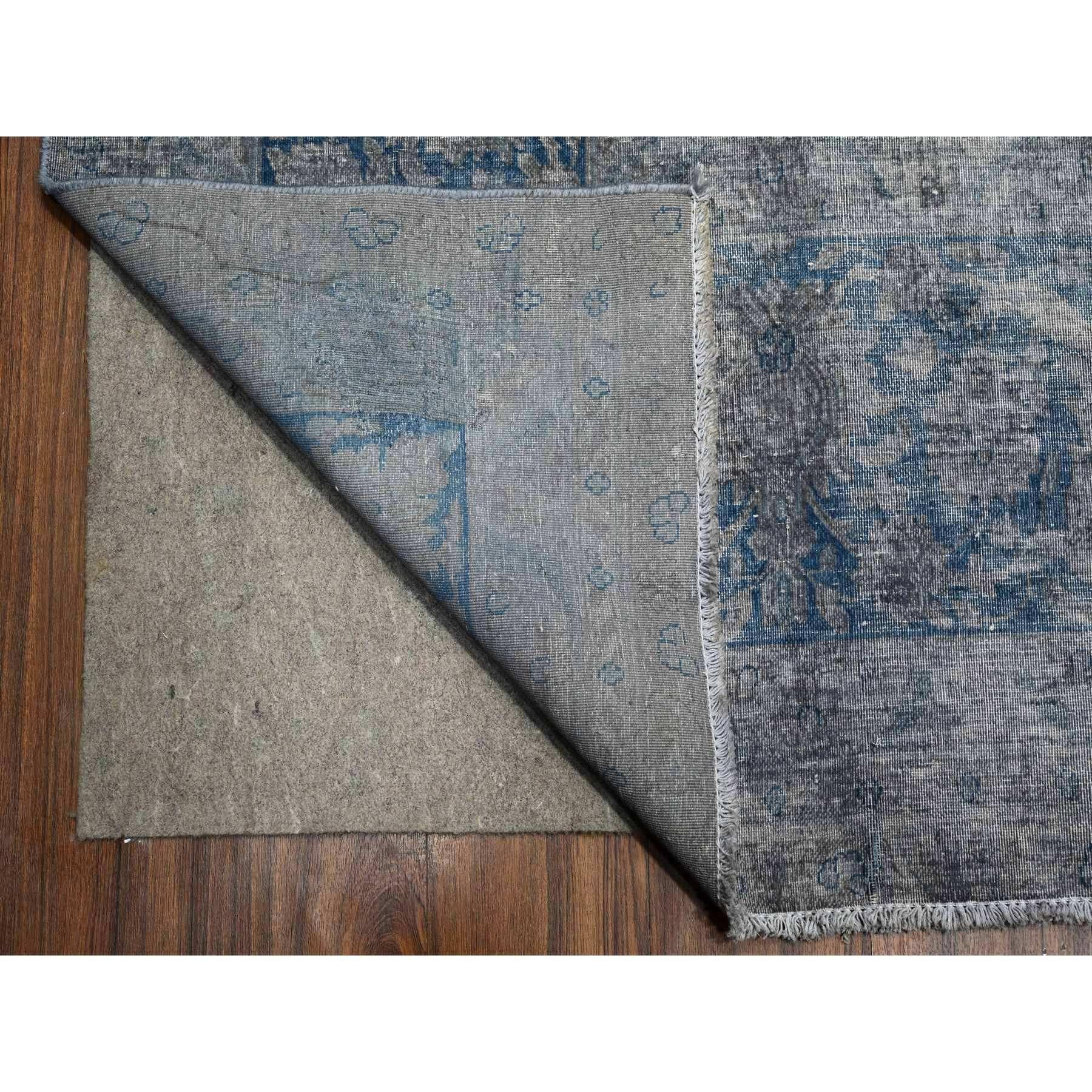 10'x13' Grauer handgeknüpfter persischer Kerman-Teppich aus aller Wolle mit überzogenem Vintage-Wollflor (Persisch) im Angebot