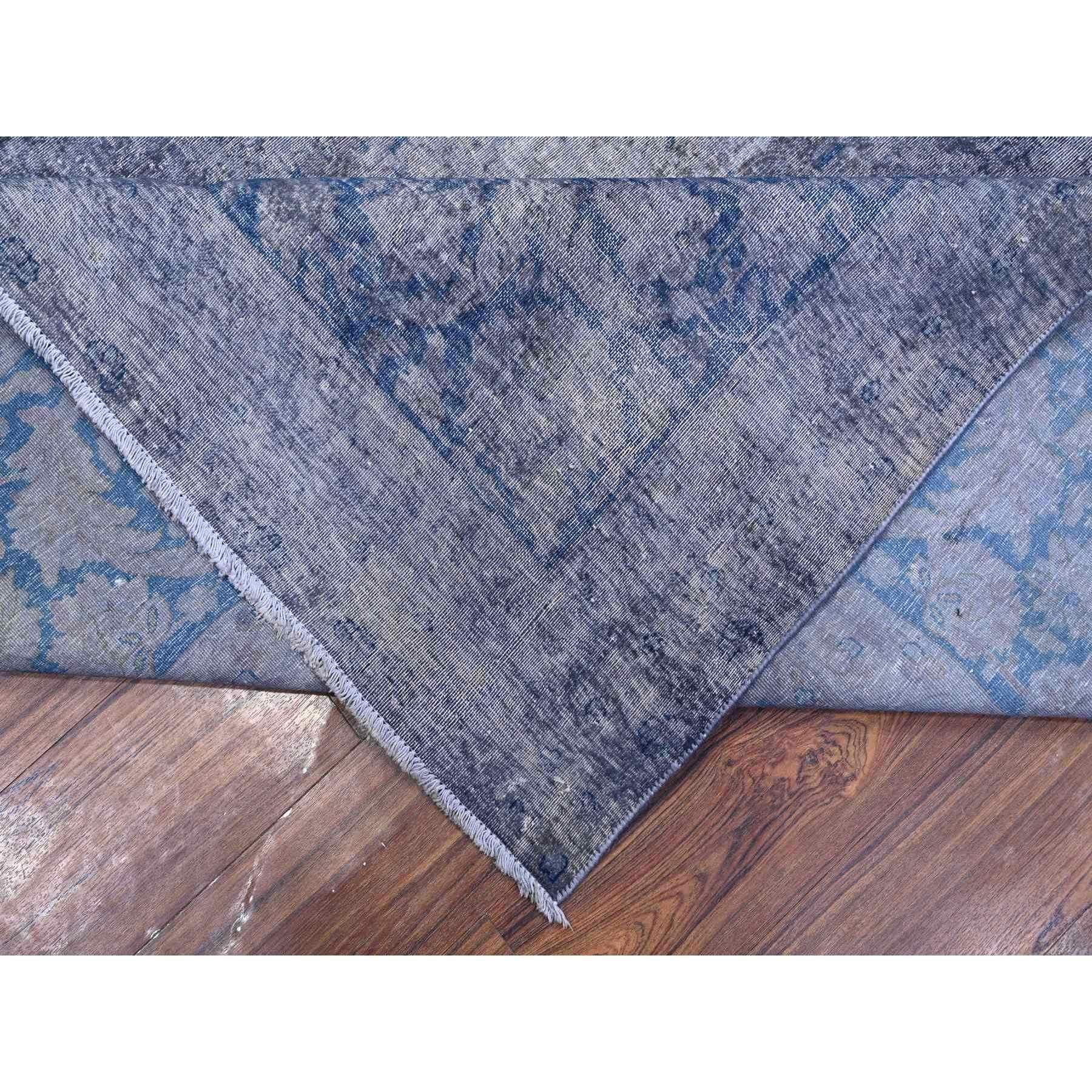 10'x13' Grauer handgeknüpfter persischer Kerman-Teppich aus aller Wolle mit überzogenem Vintage-Wollflor im Zustand „Hervorragend“ im Angebot in Carlstadt, NJ