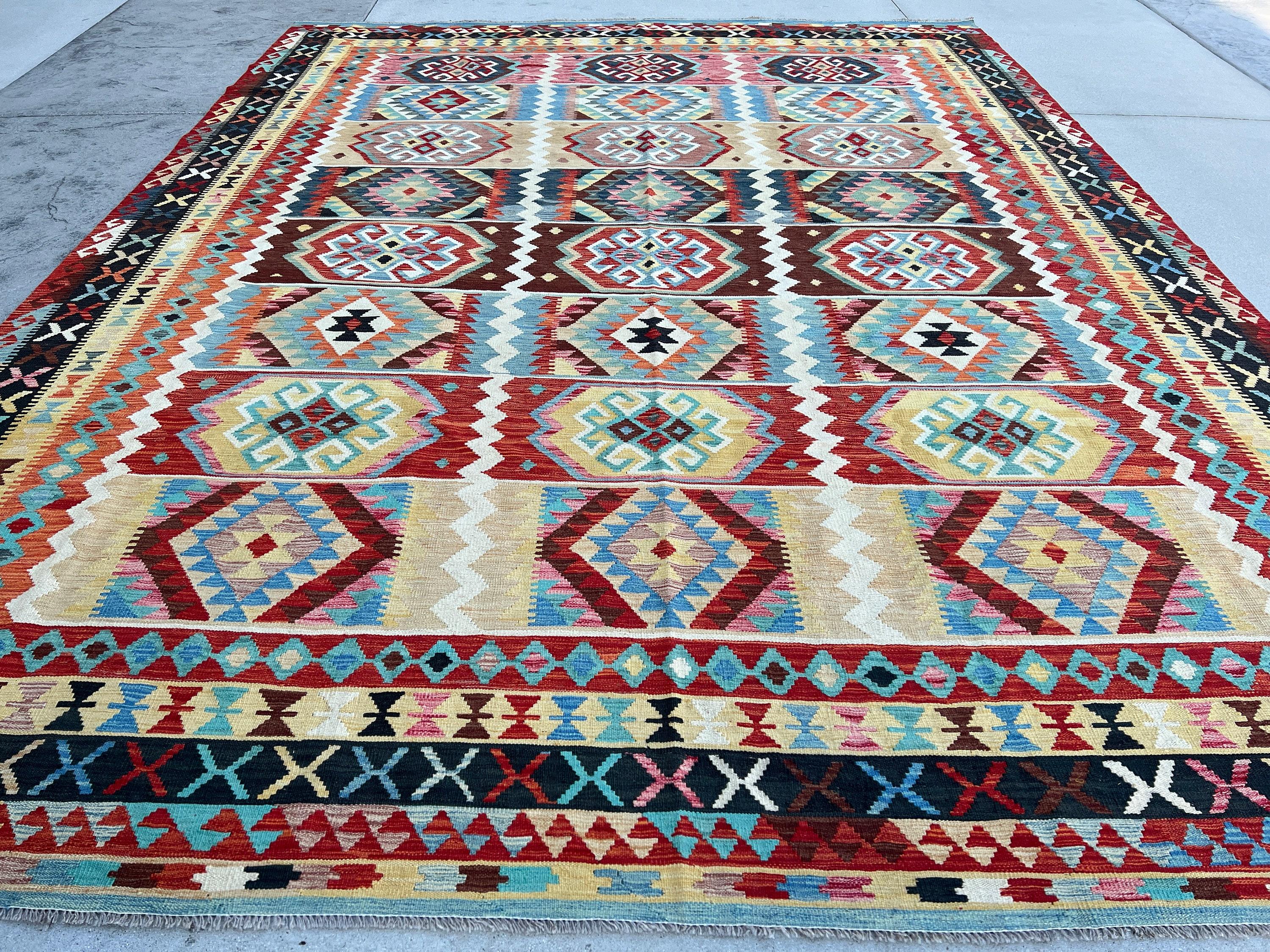 This rug was made with 100% premium, Afghan-sourced Ghazni wool.  The rich colors are dipped in natural dyes to create an heirloom finish that does not bleed and is meant to last for generations. Sourced through fair trade and sustainable means.