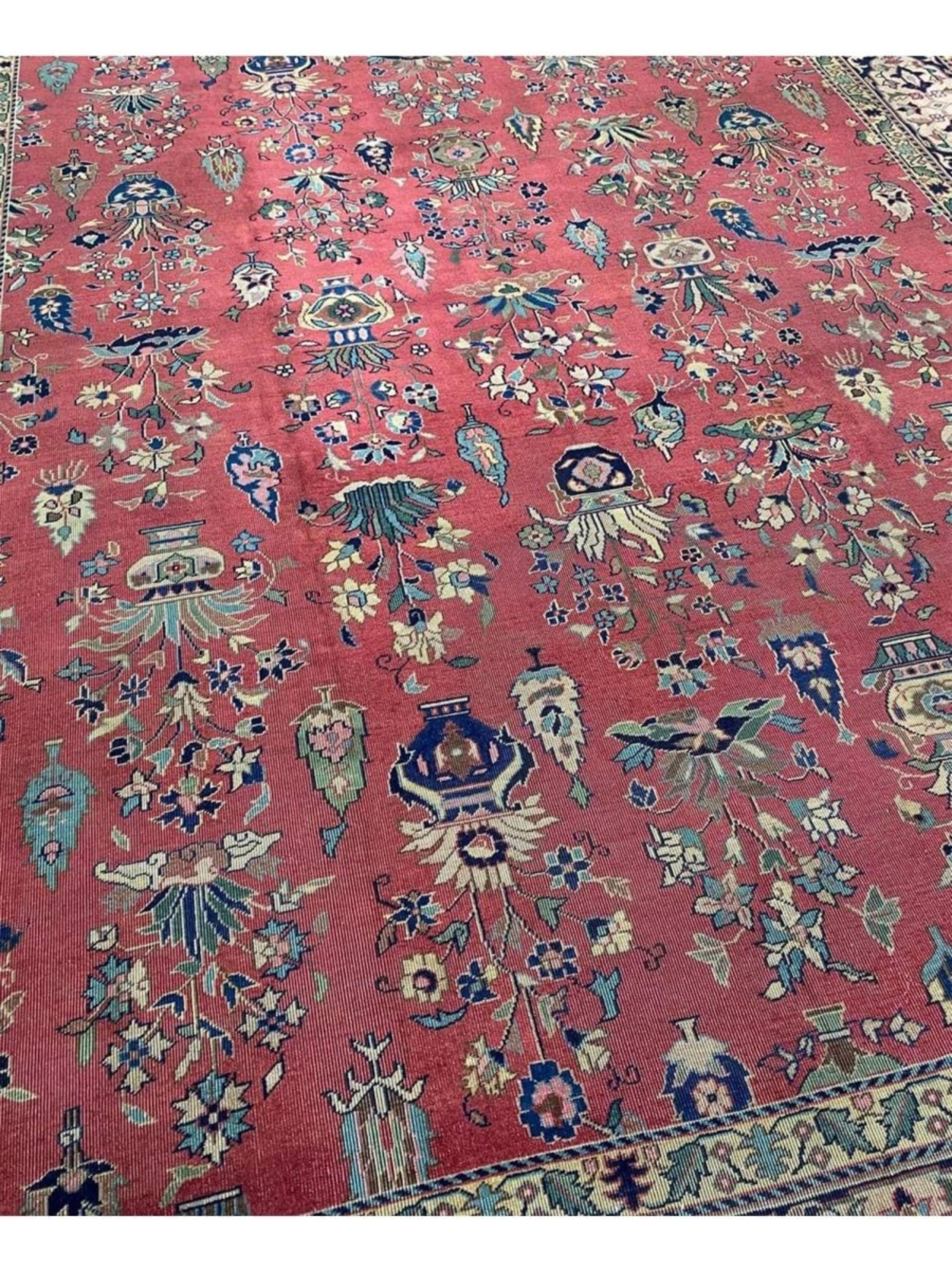 Mid-20th Century 10x13 Hand Knotted Antique Turkish Sparta Area Rug For Sale