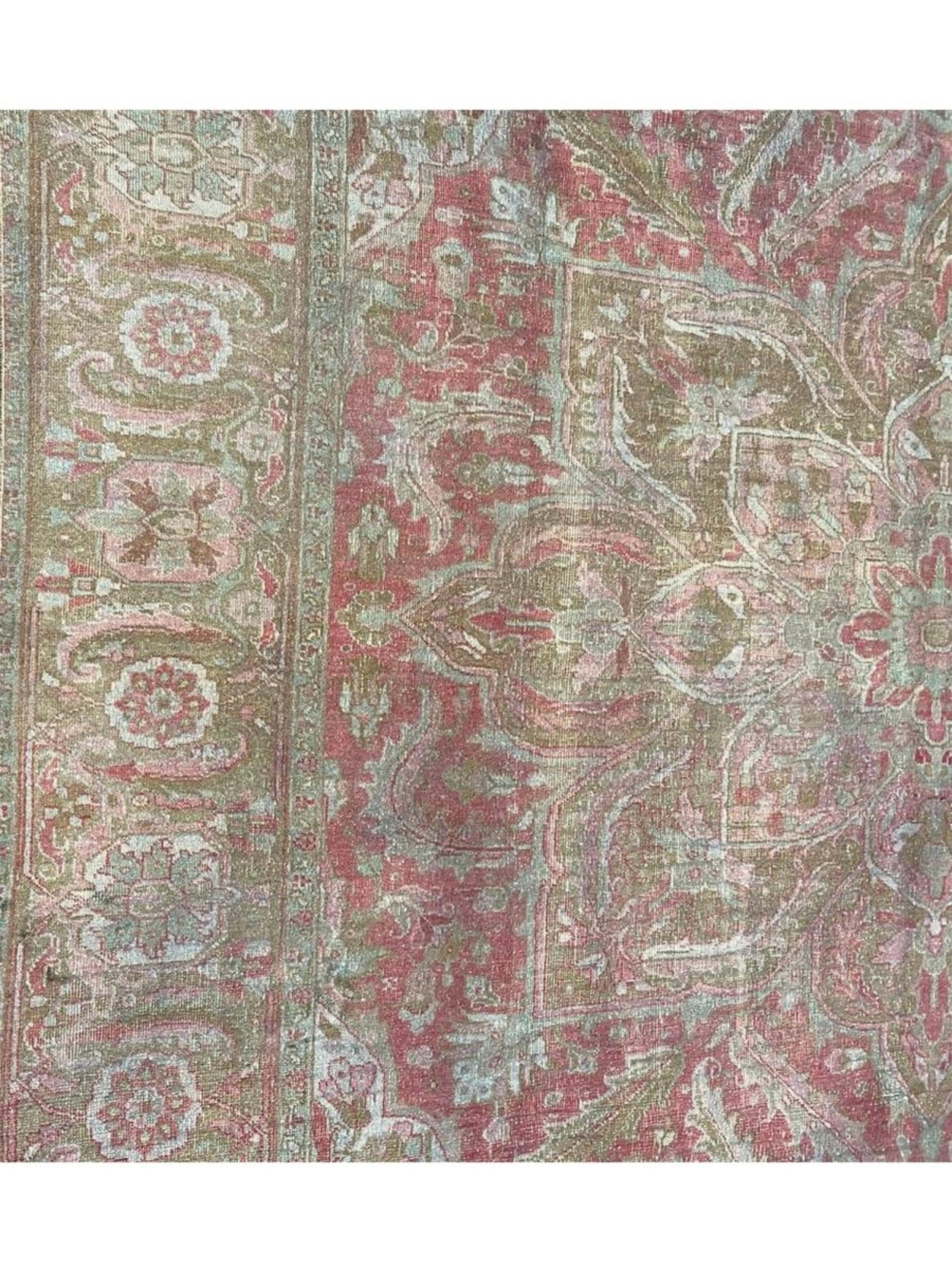 10x13 Hand Knotted Old Heriz Area Rug For Sale 4