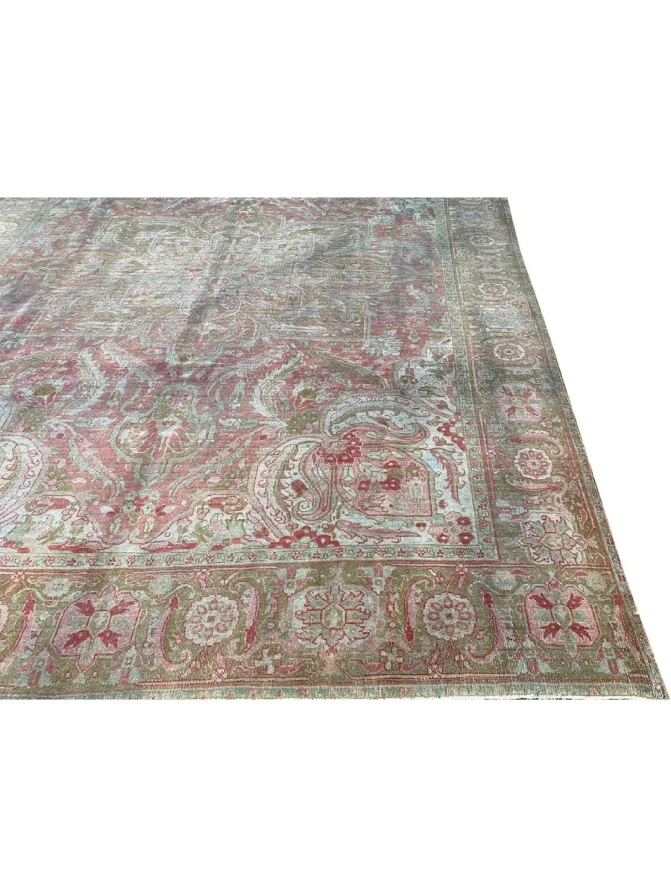 Hand-Knotted 10x13 Hand Knotted Old Heriz Area Rug For Sale
