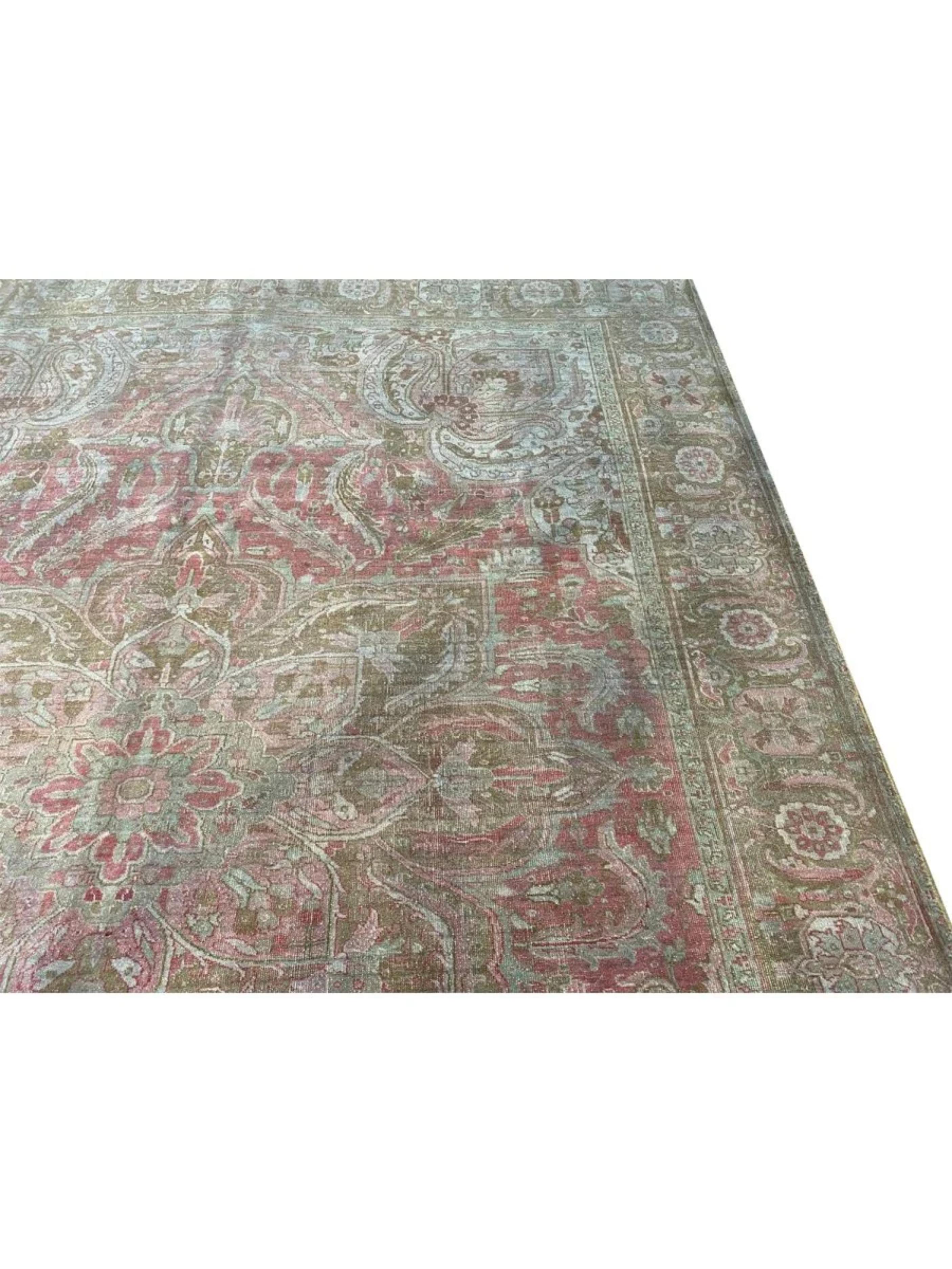 Wool 10x13 Hand Knotted Old Heriz Area Rug For Sale