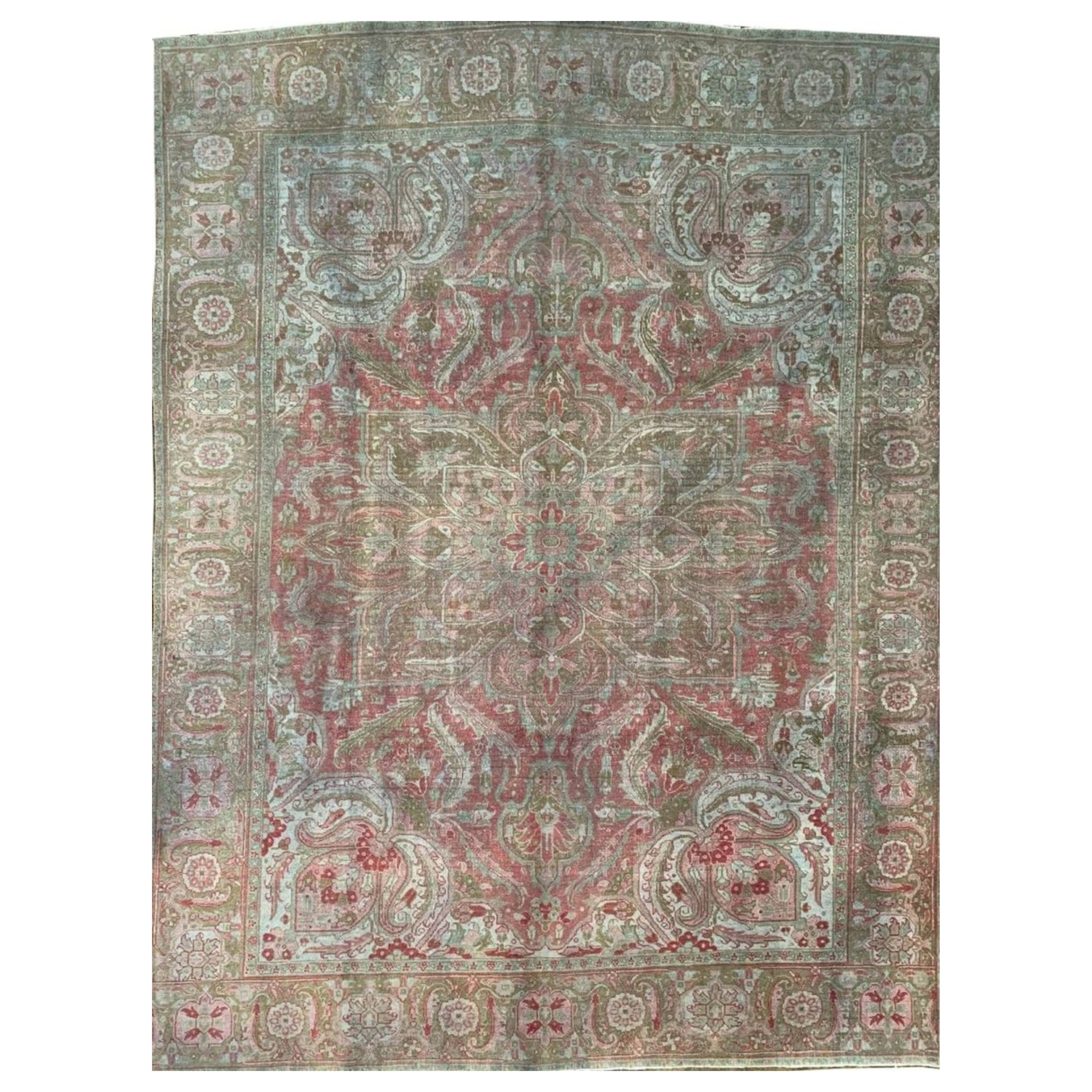 10x13 Hand Knotted Old Heriz Area Rug For Sale