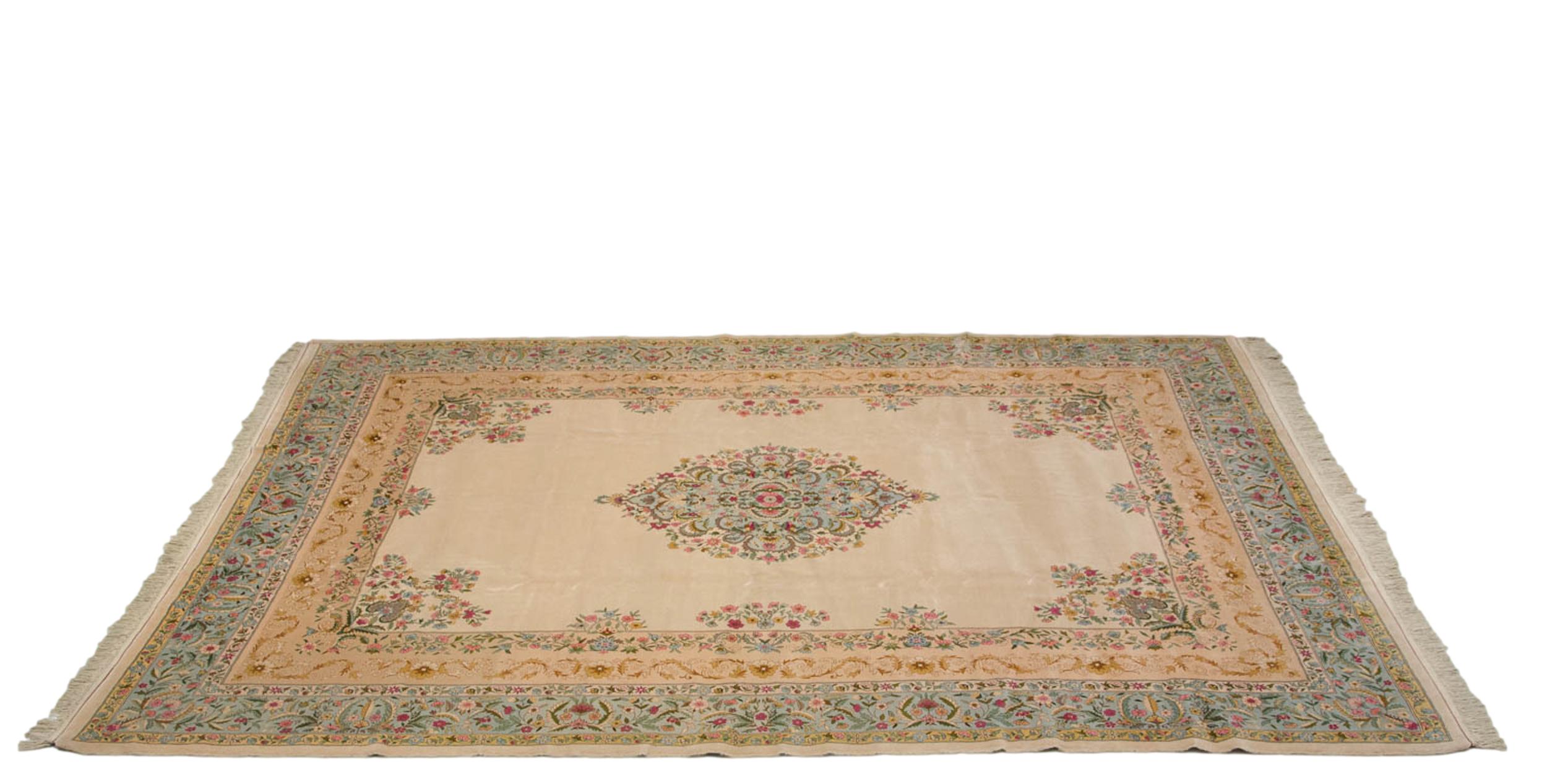Vintage Fine Bulgarian Kerman Design Carpet In Excellent Condition For Sale In Katonah, NY