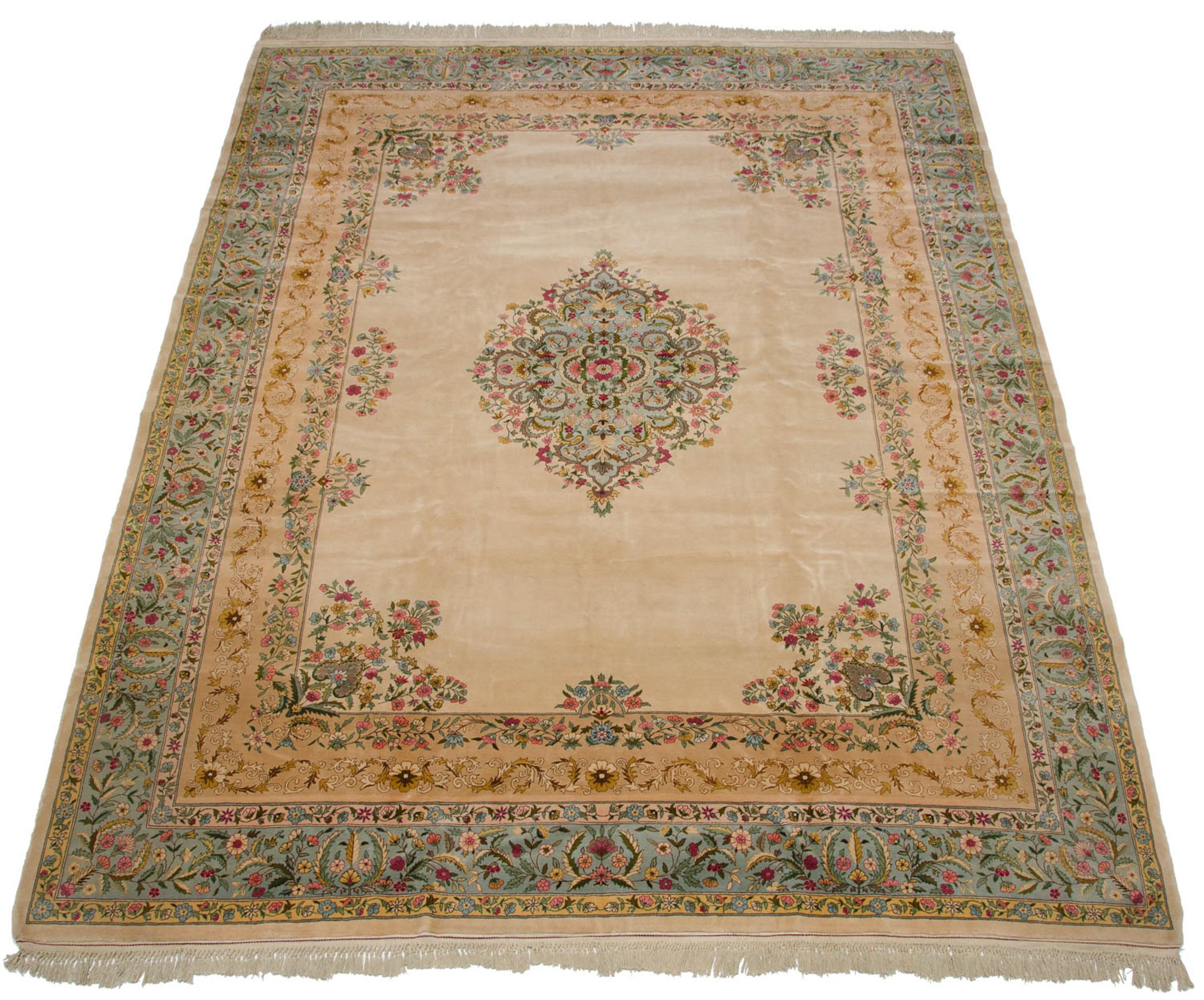 Wool Vintage Fine Bulgarian Kerman Design Carpet For Sale