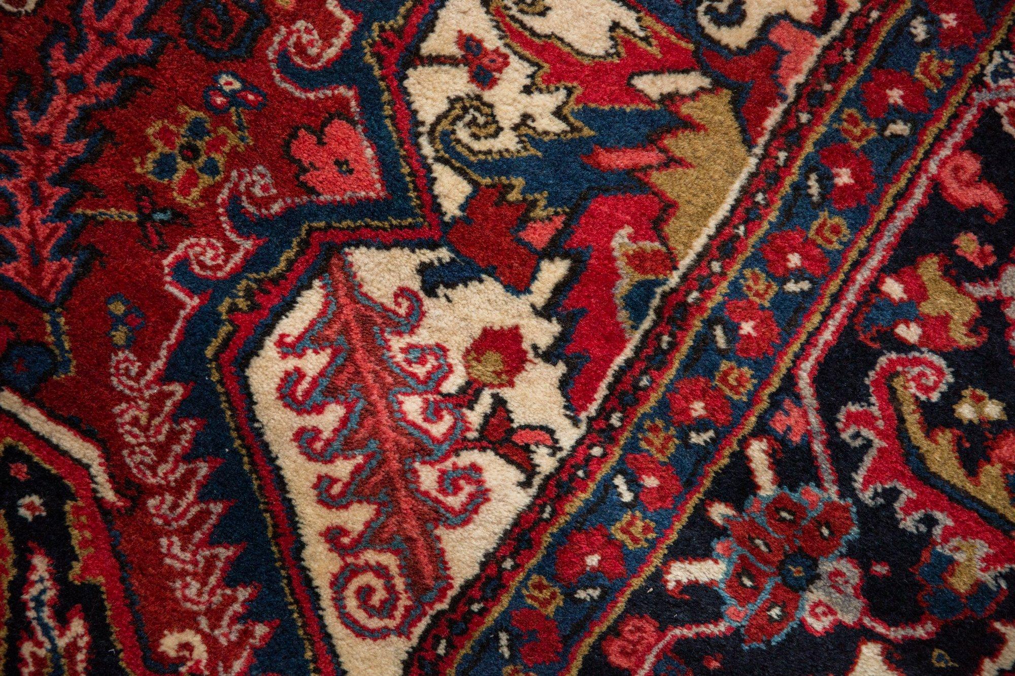 Hand-Knotted Vintage Heriz Carpet For Sale